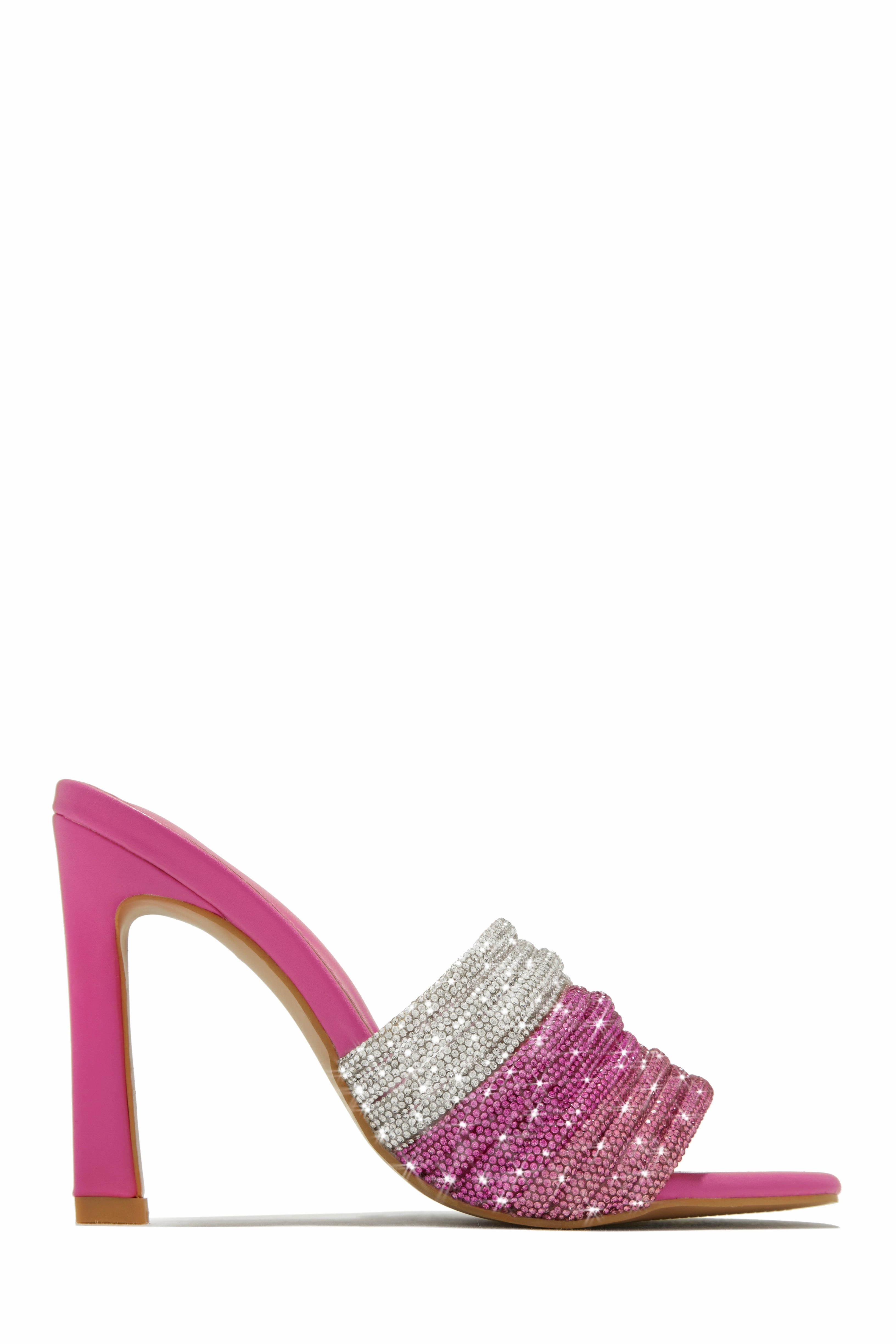 Feeling Myself Embellished High Heel Mules - Silver