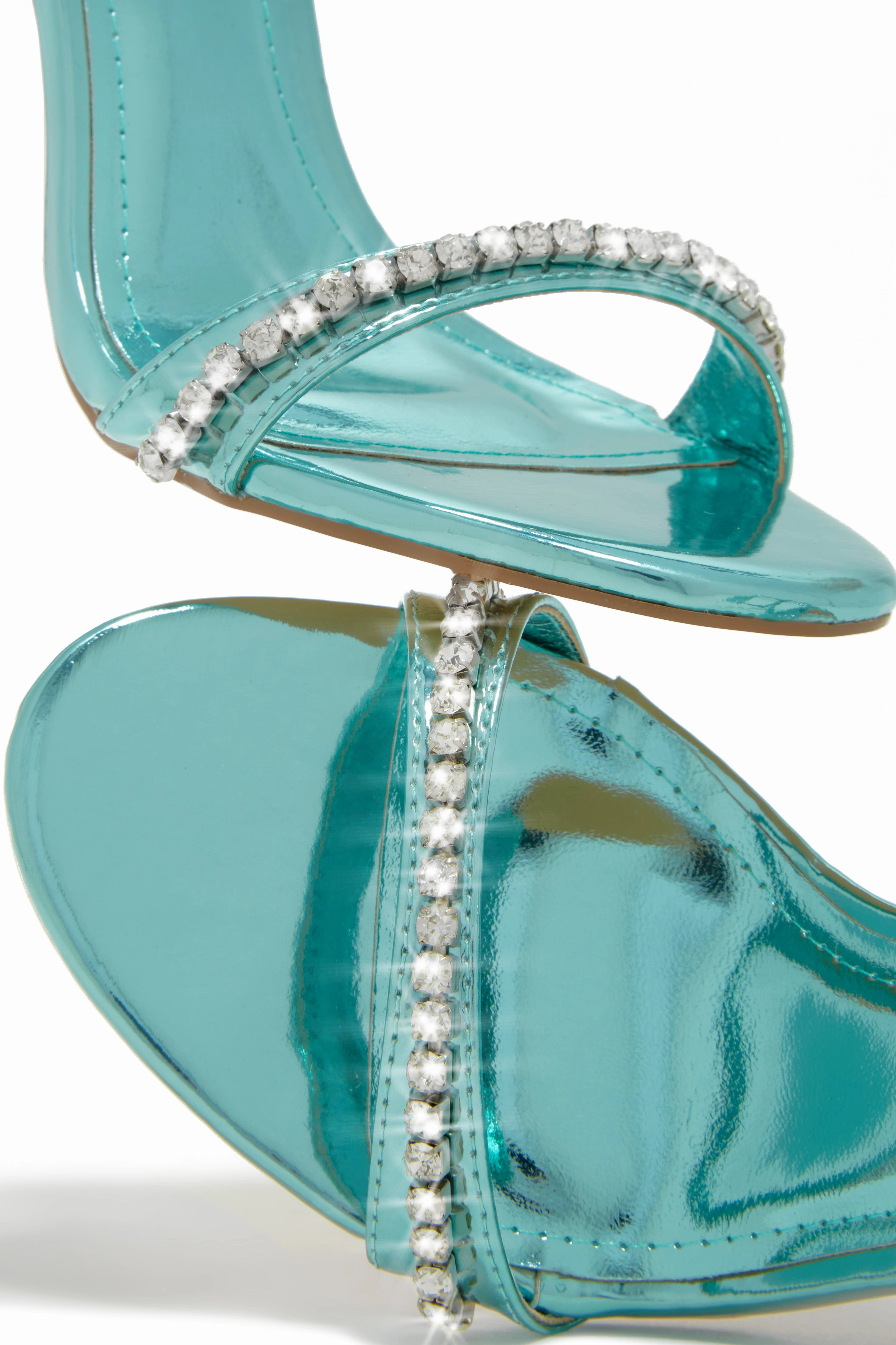 First Date Ankle Strap High Heels - Blue