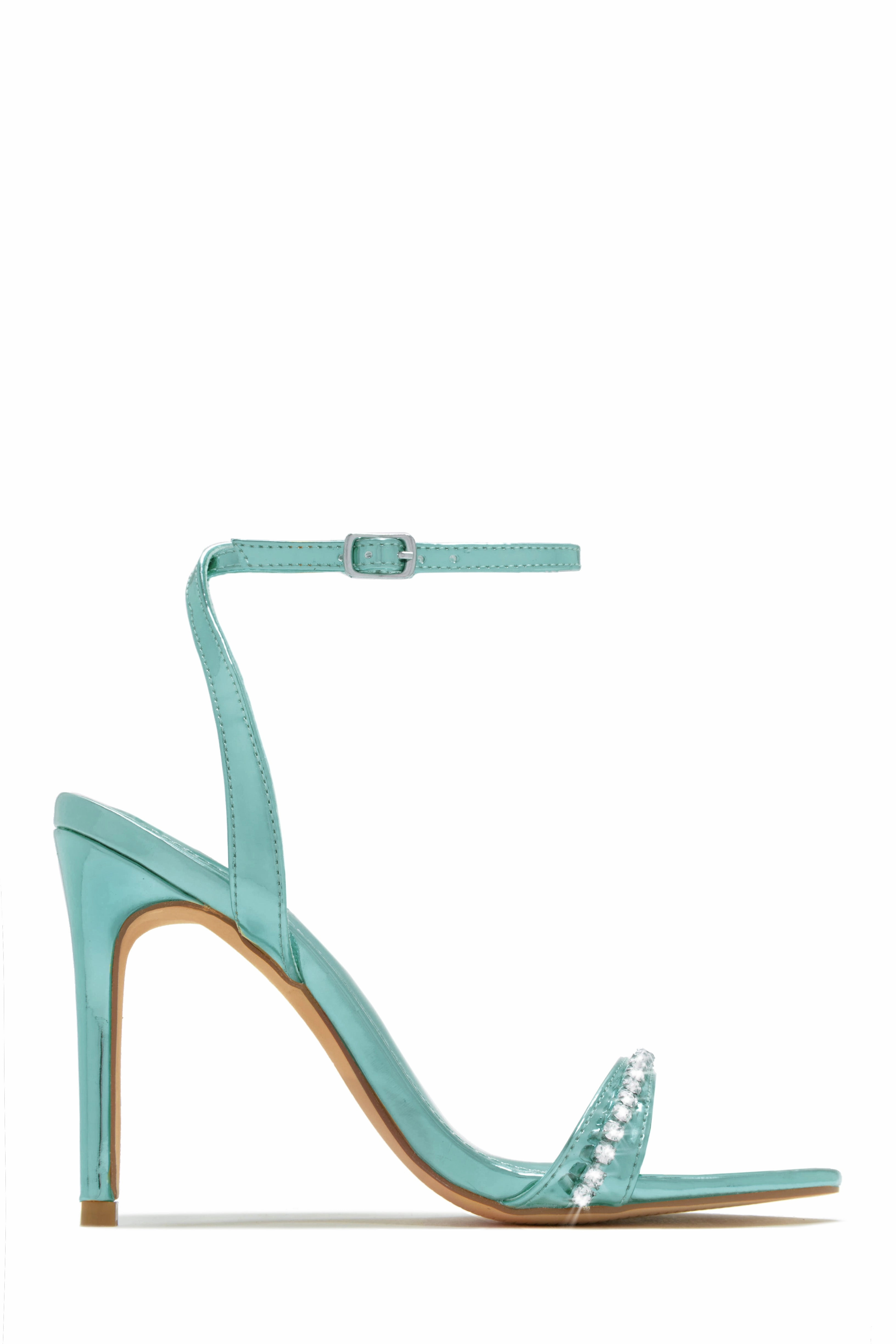 First Date Ankle Strap High Heels - Blue