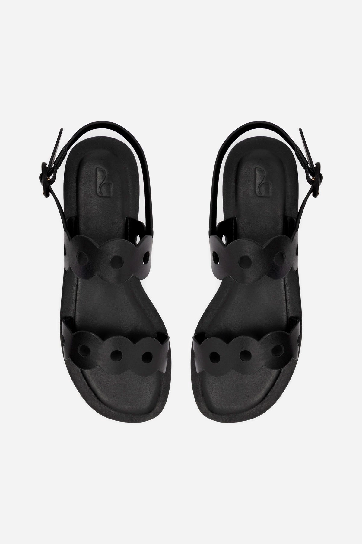 Florence Flat Sandal In Black Leather