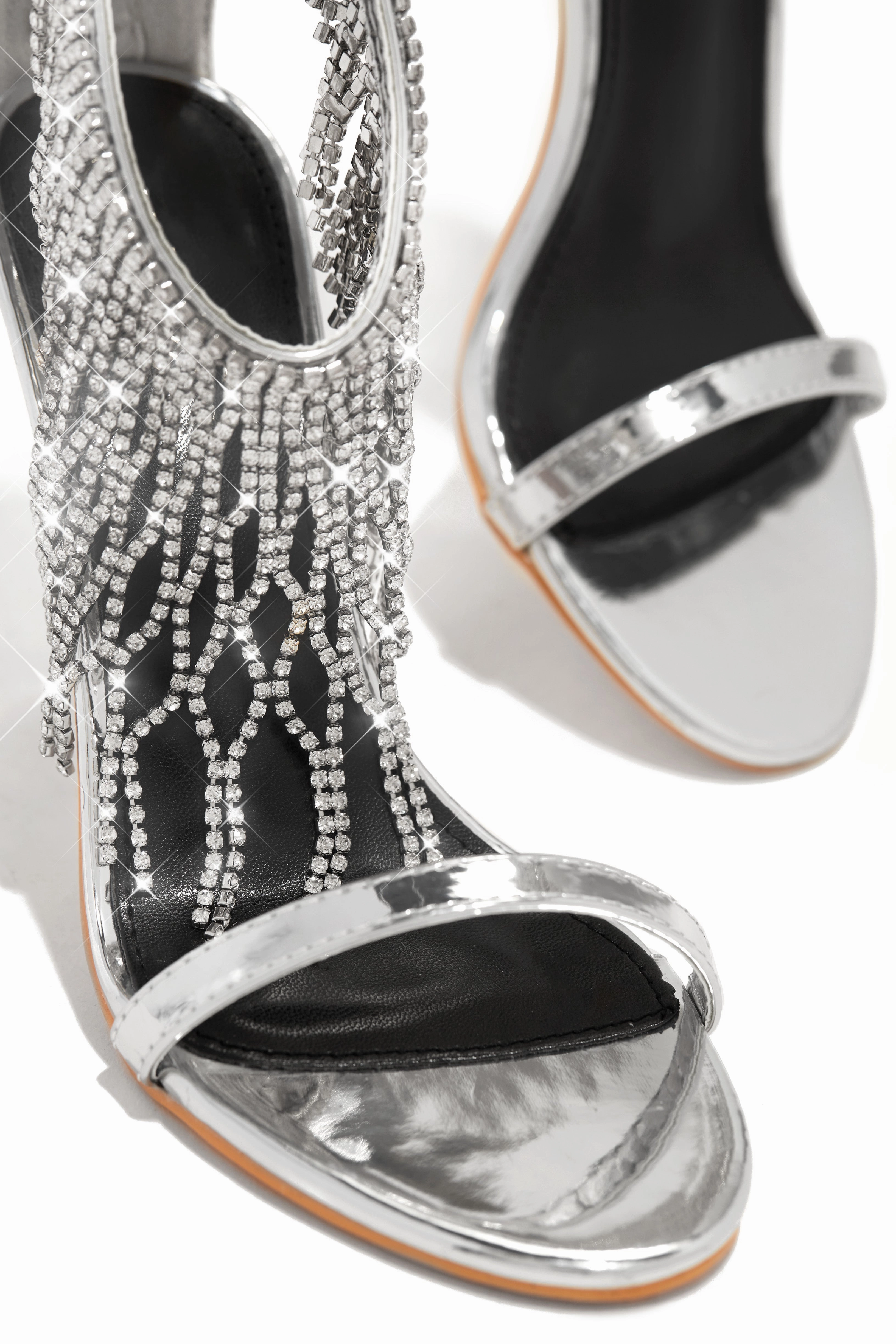 Formal Icon Embellished Dangle Heels - Silver