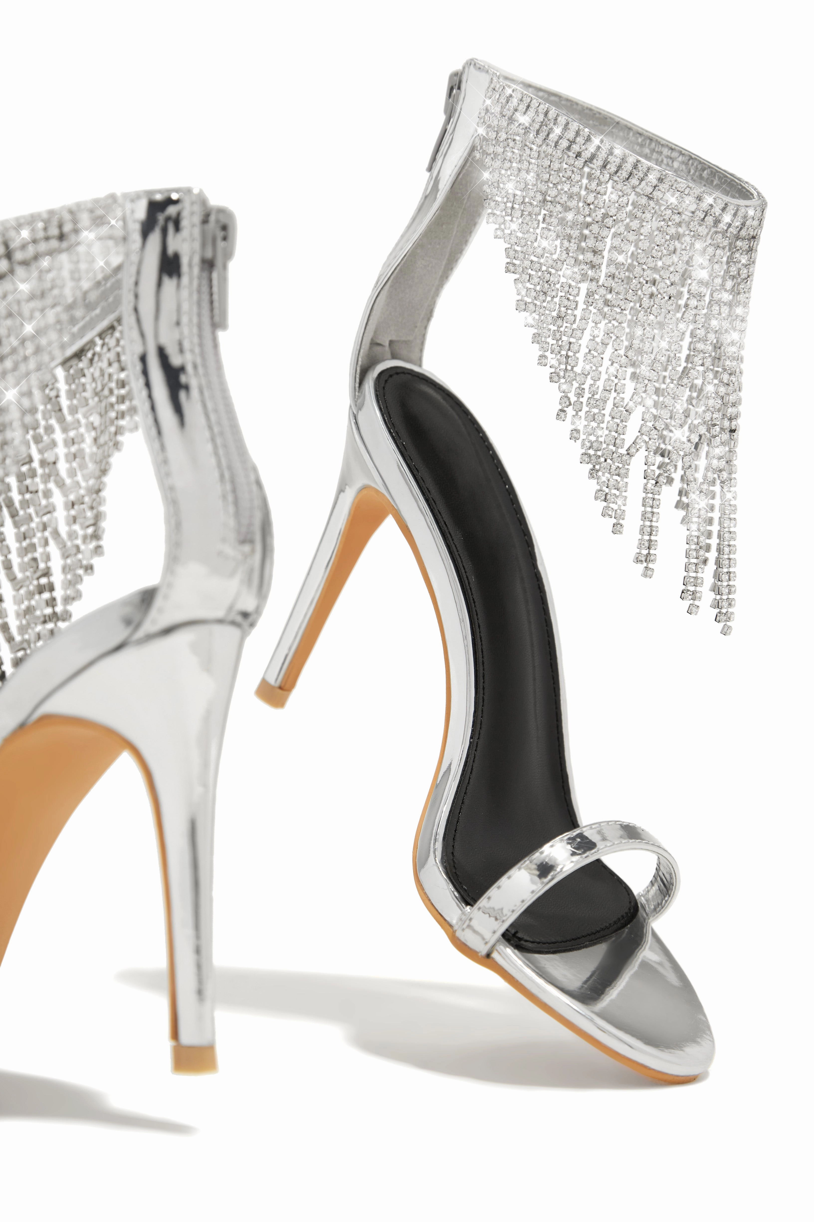 Formal Icon Embellished Dangle Heels - Silver