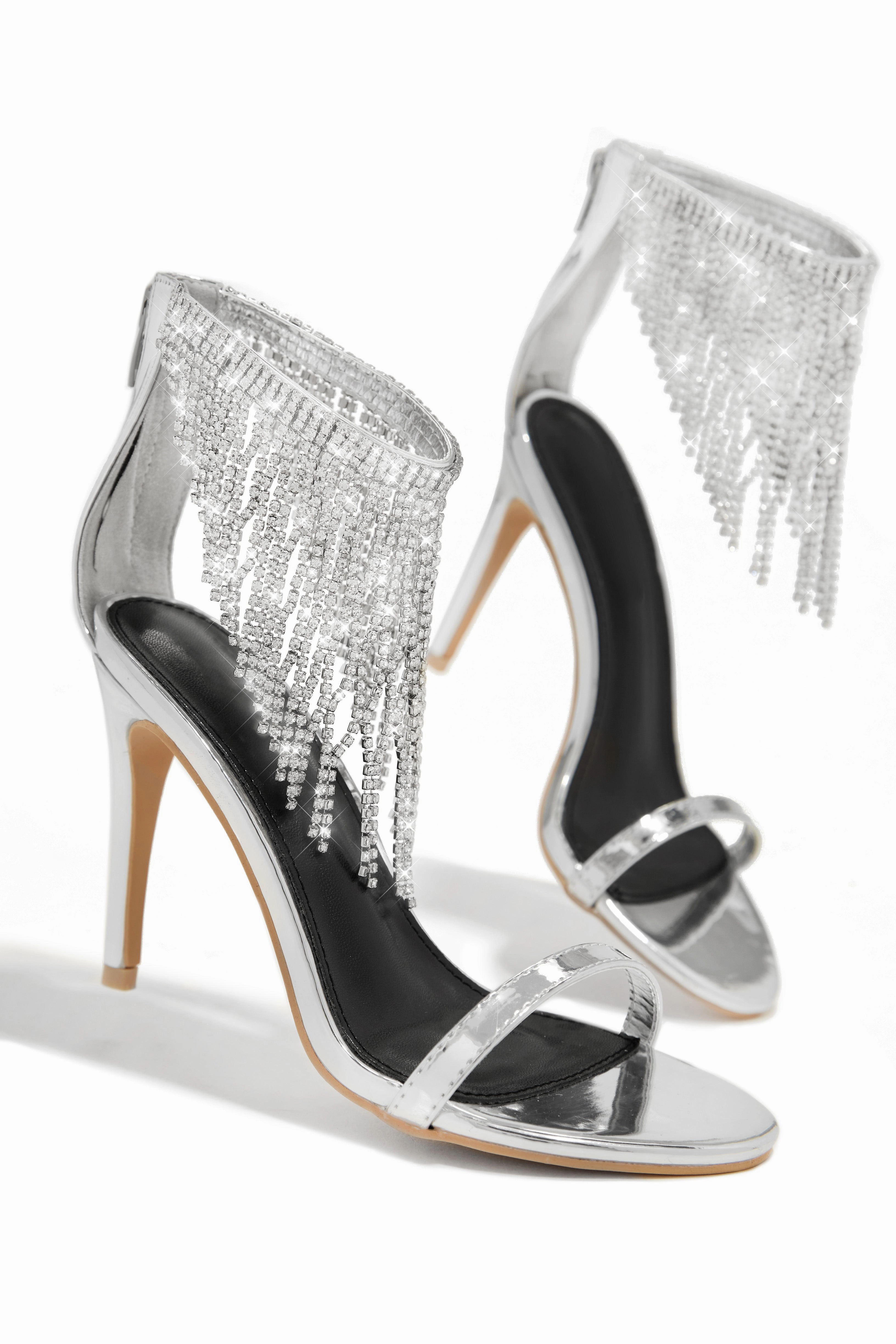 Formal Icon Embellished Dangle Heels - Silver