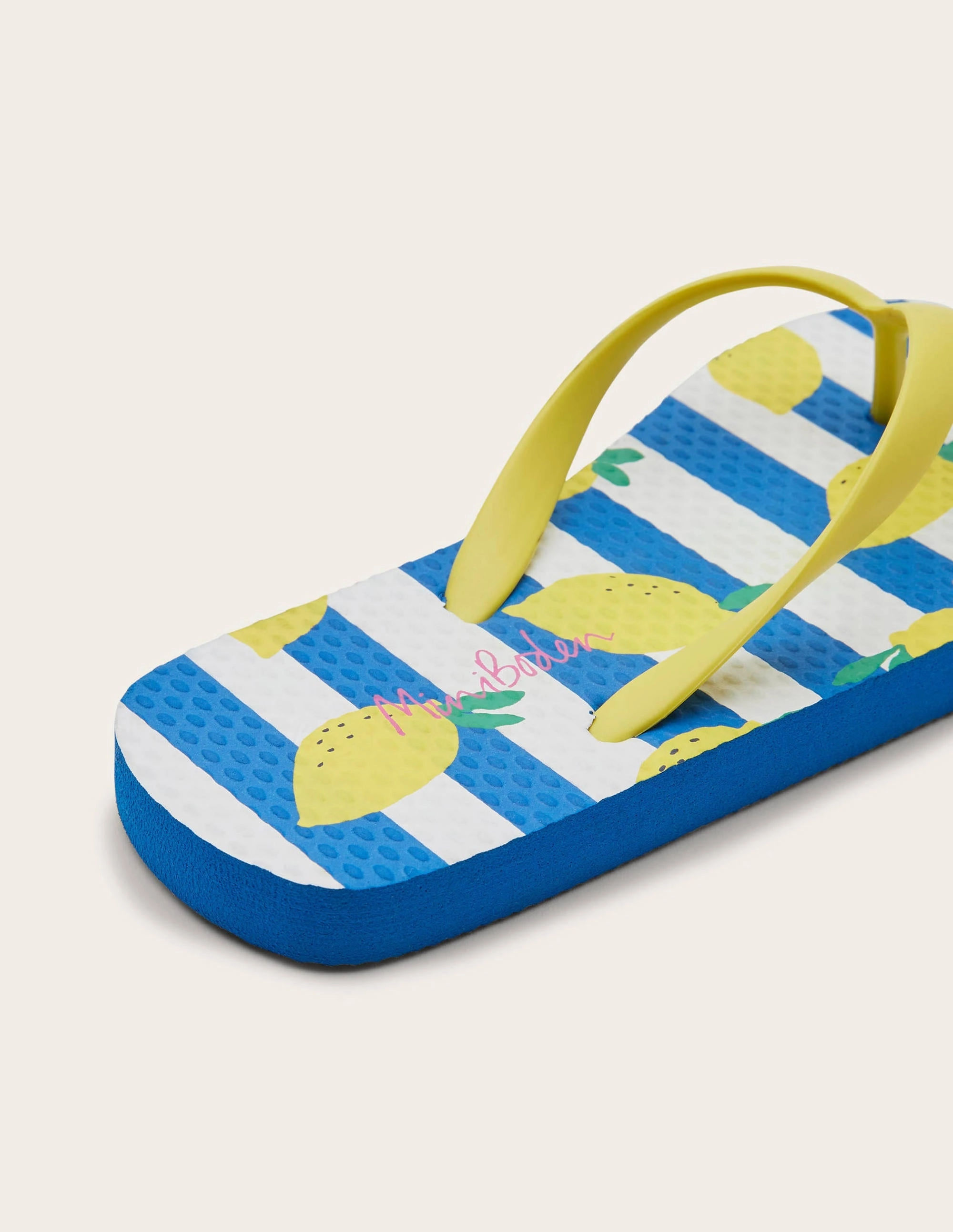 Fun Printed Flip Flops-Ivory/Blue Lemons