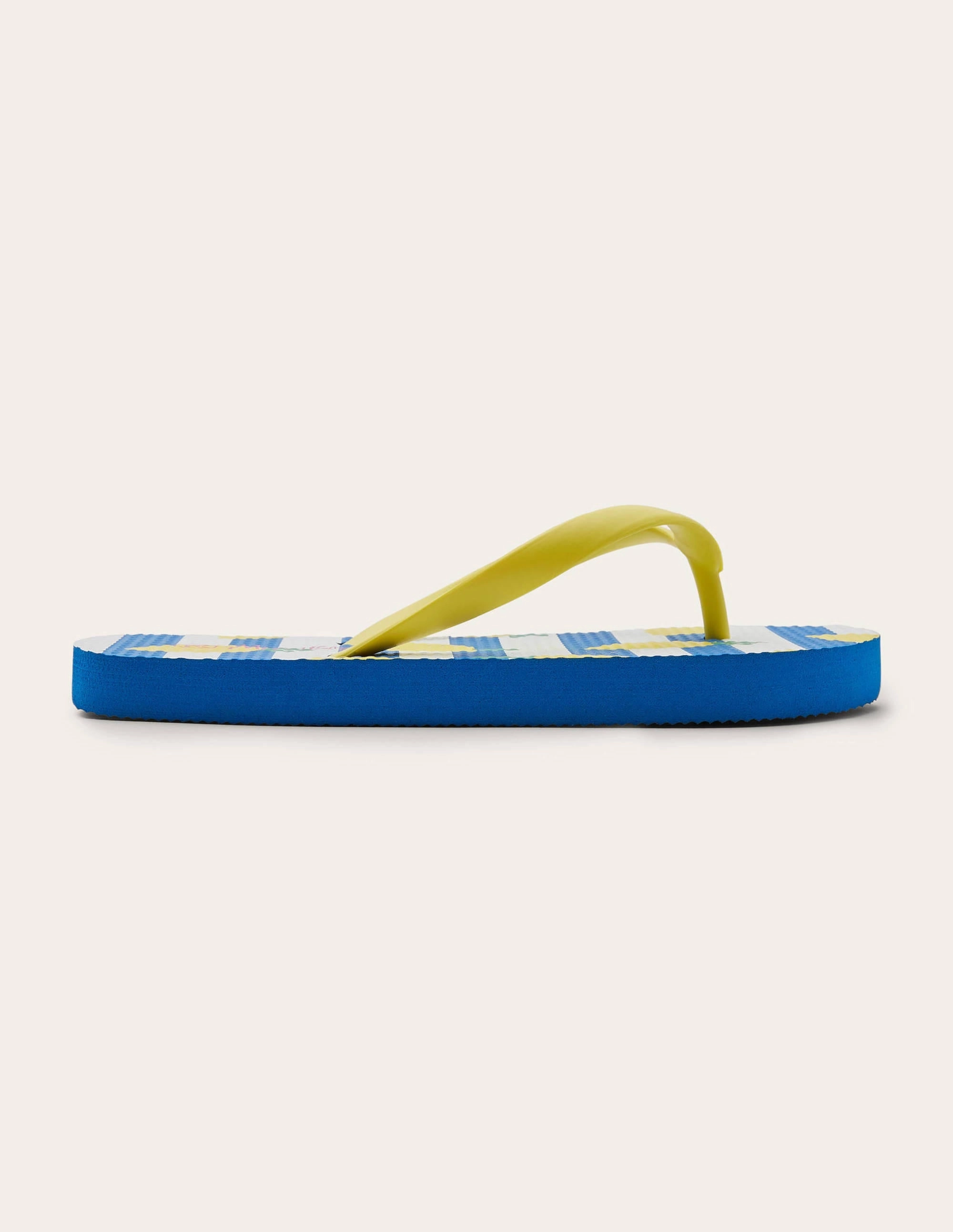 Fun Printed Flip Flops-Ivory/Blue Lemons