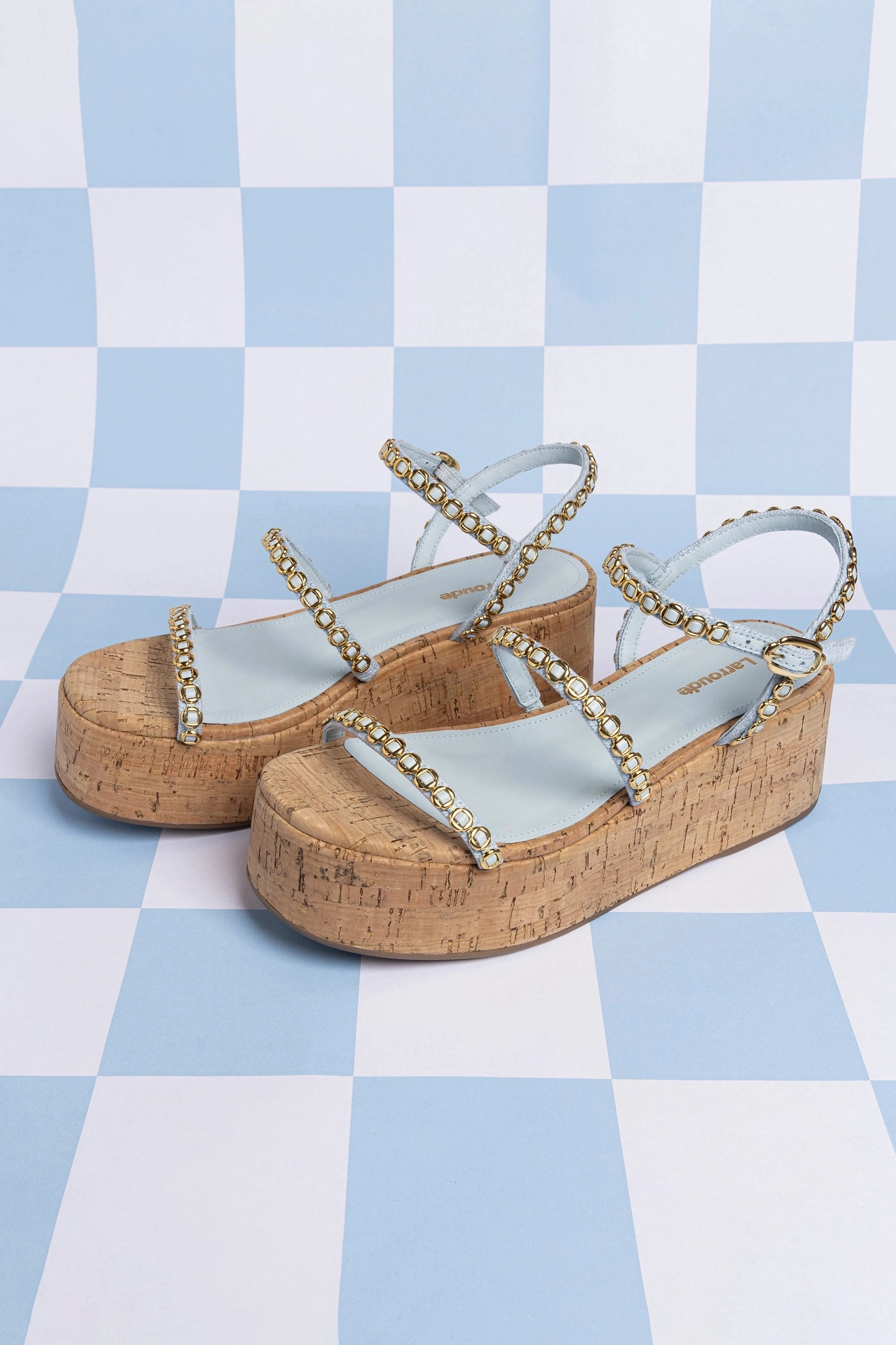 Gio Milanina Flatform In Maya Denim and Natural Cork
