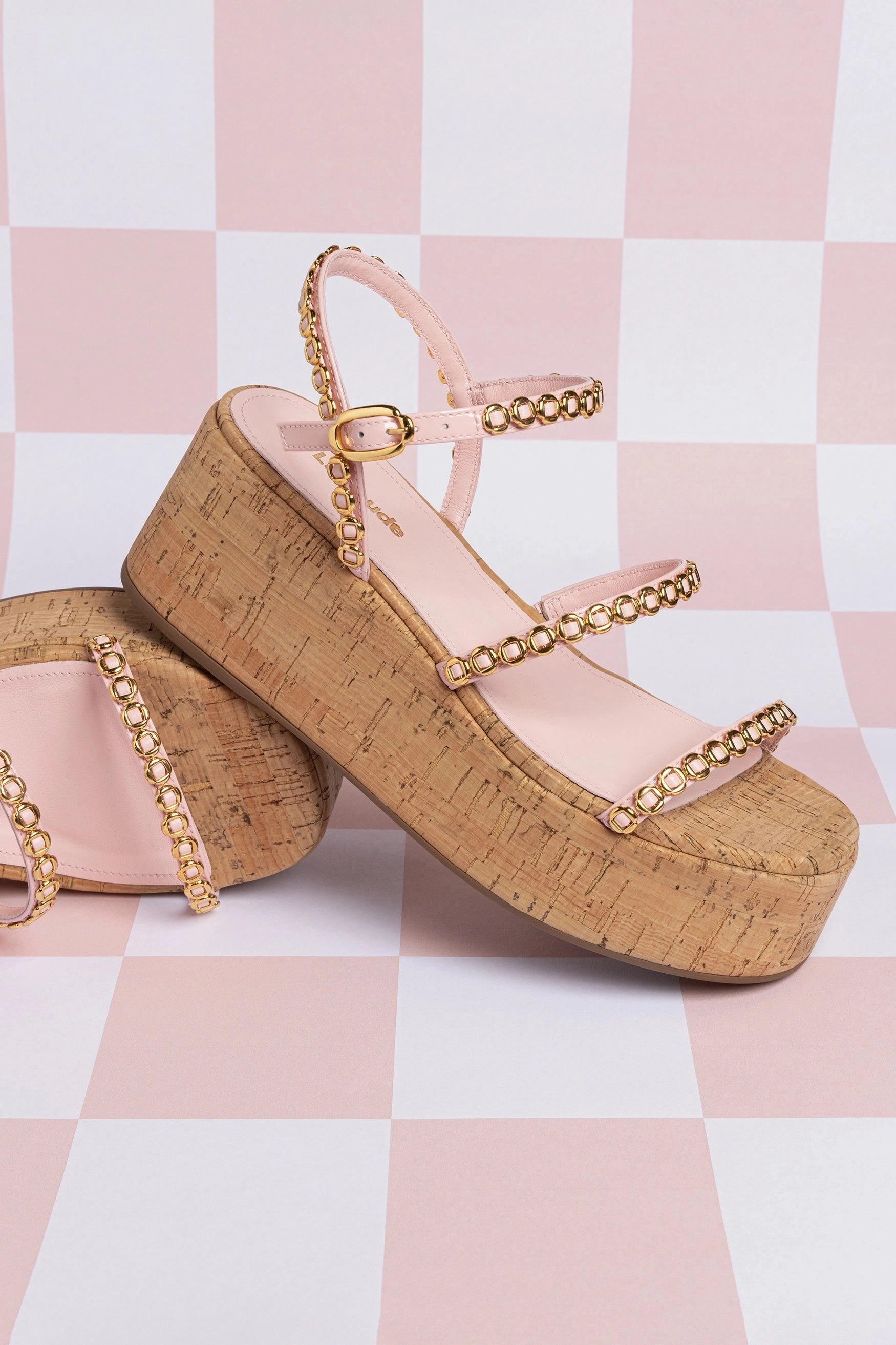 Gio Milanina Flatform In Tulip Patent Leather and Natural Cork