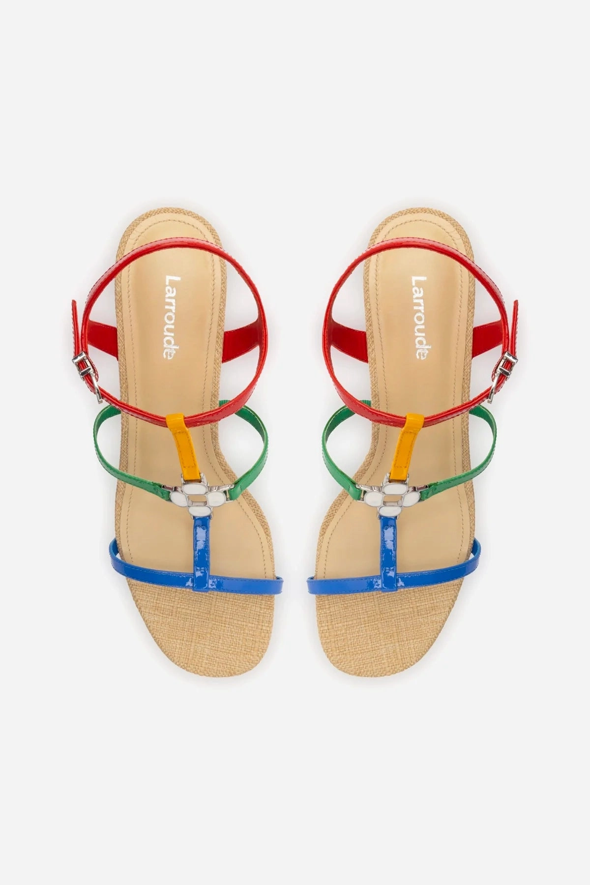 Hana Block In Multicolor Patent Leather and Raffia