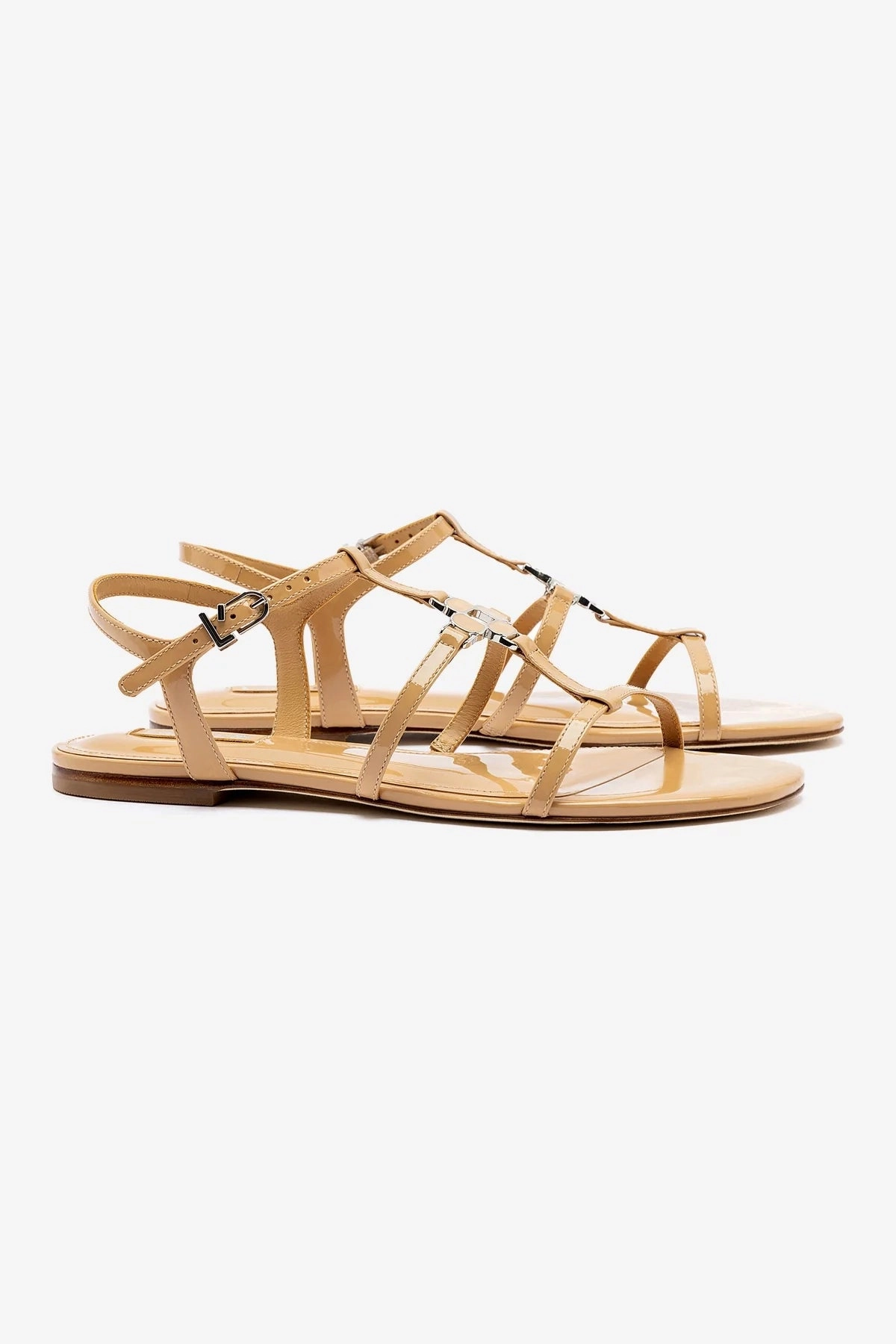 Hana Flat In Tan Patent Leather