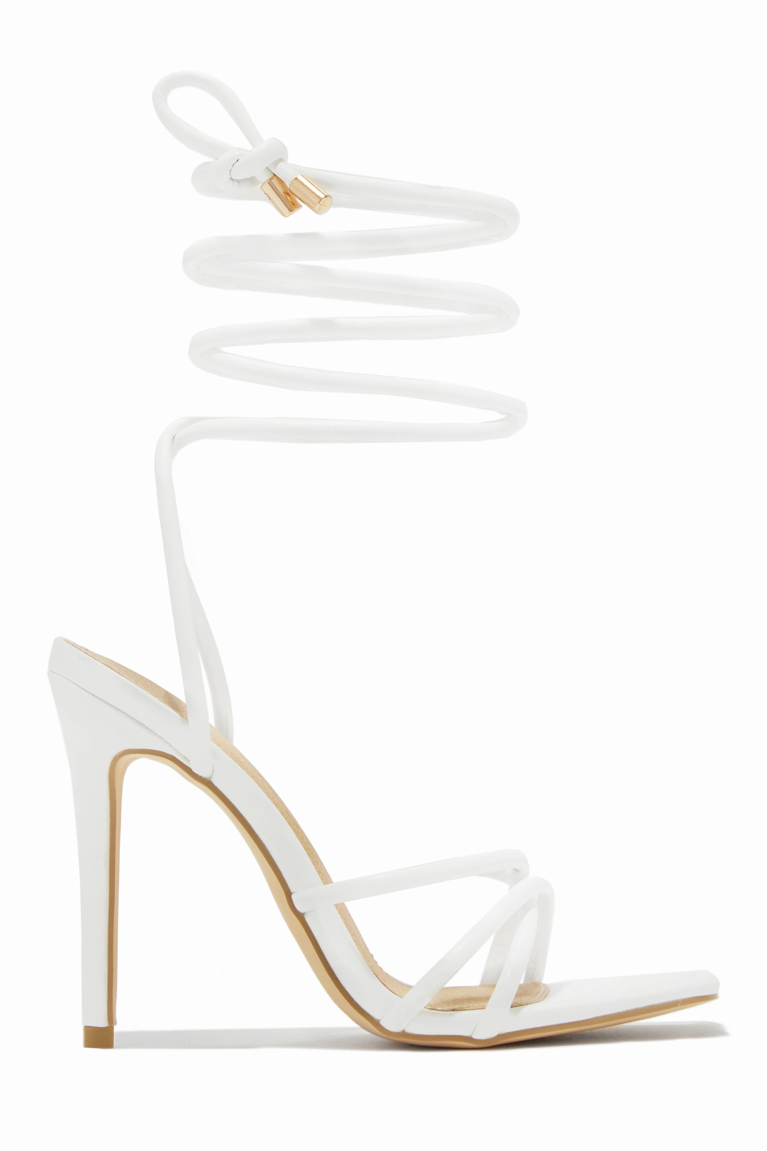 Holly Lace Up Strappy Heels - Silver