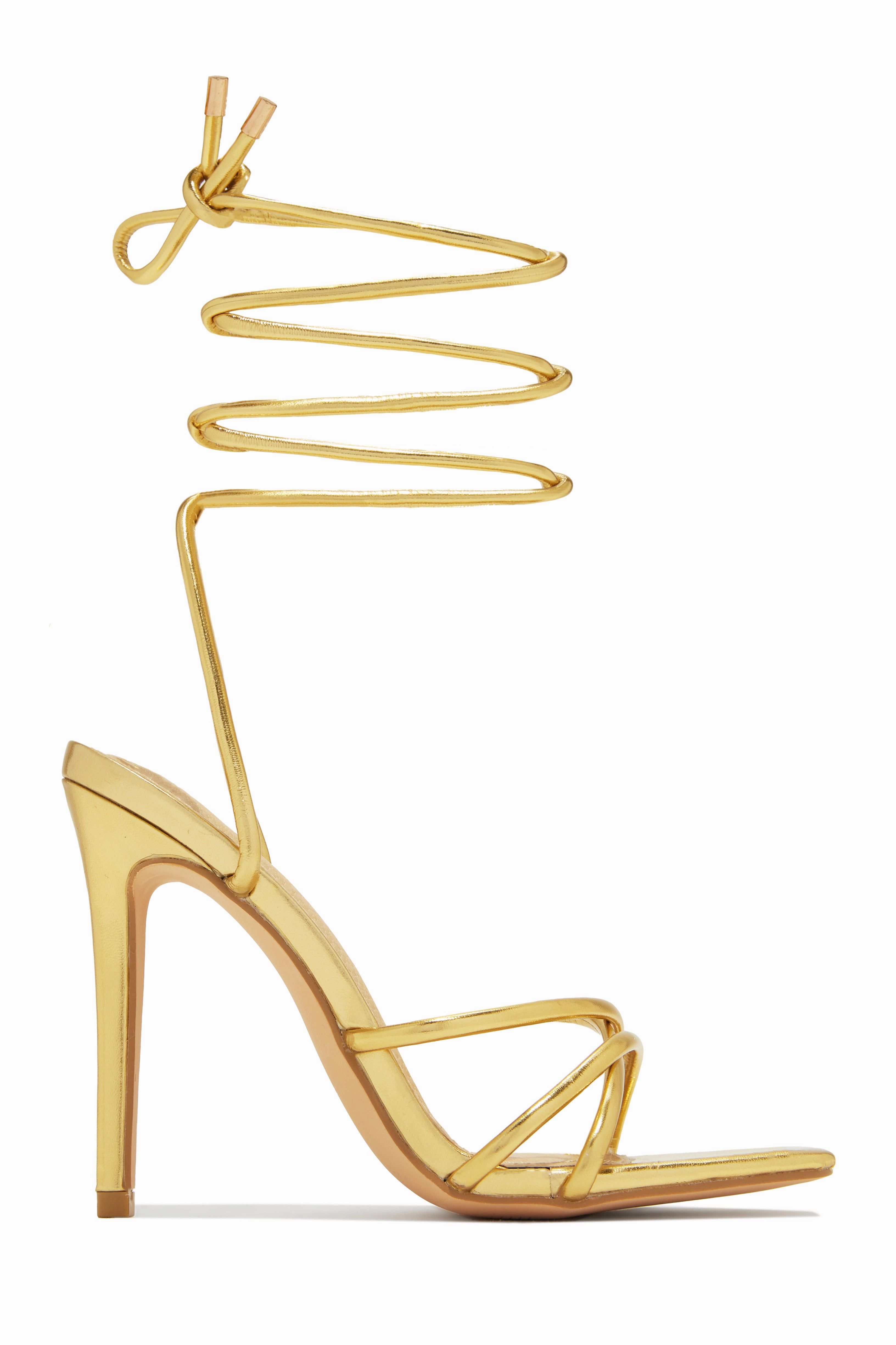Holly Lace Up Strappy Heels - Silver