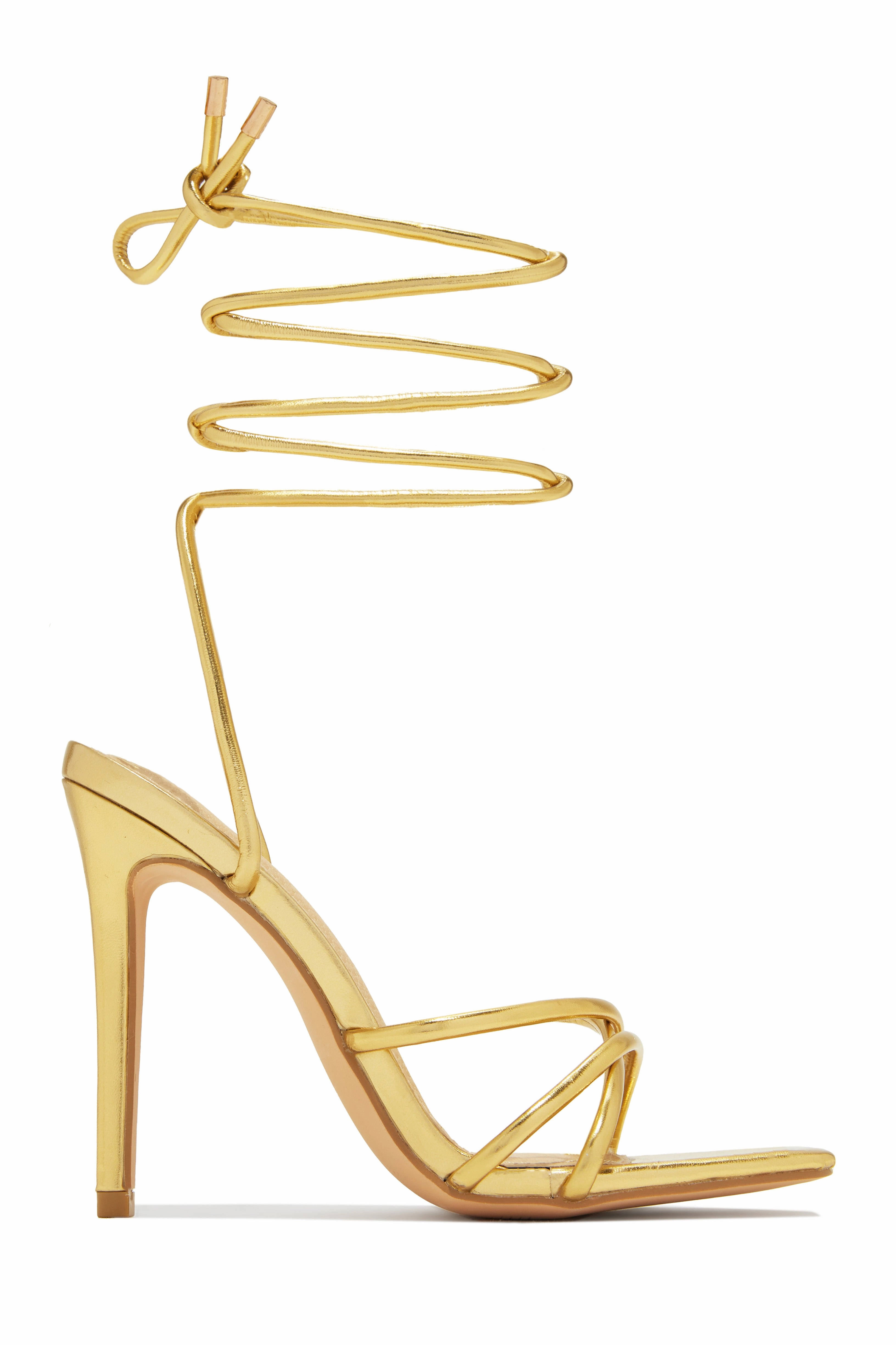 Holly Lace Up Strappy Heels - Silver