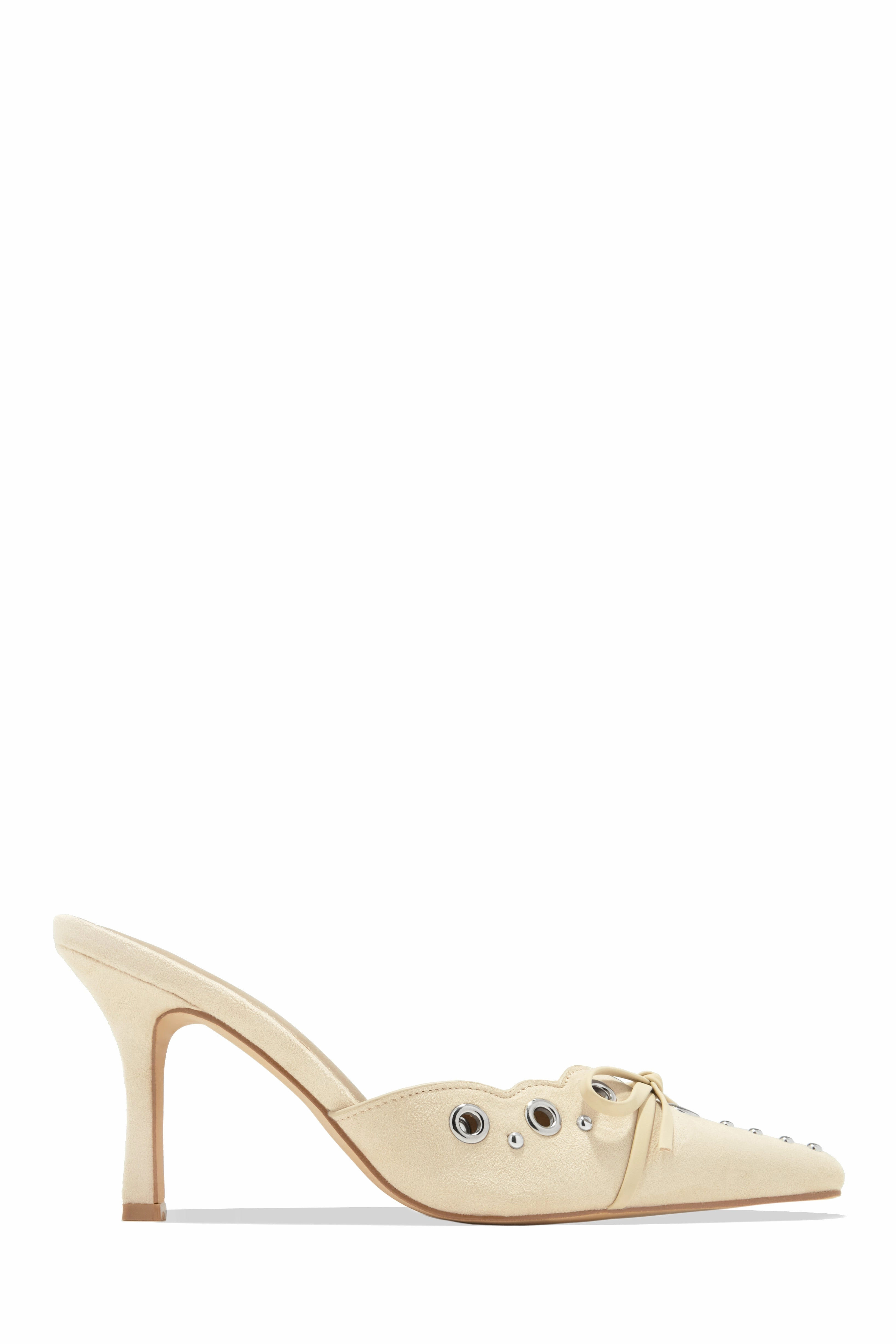 Jasmyn Mid Heel Mule Pumps - Cream