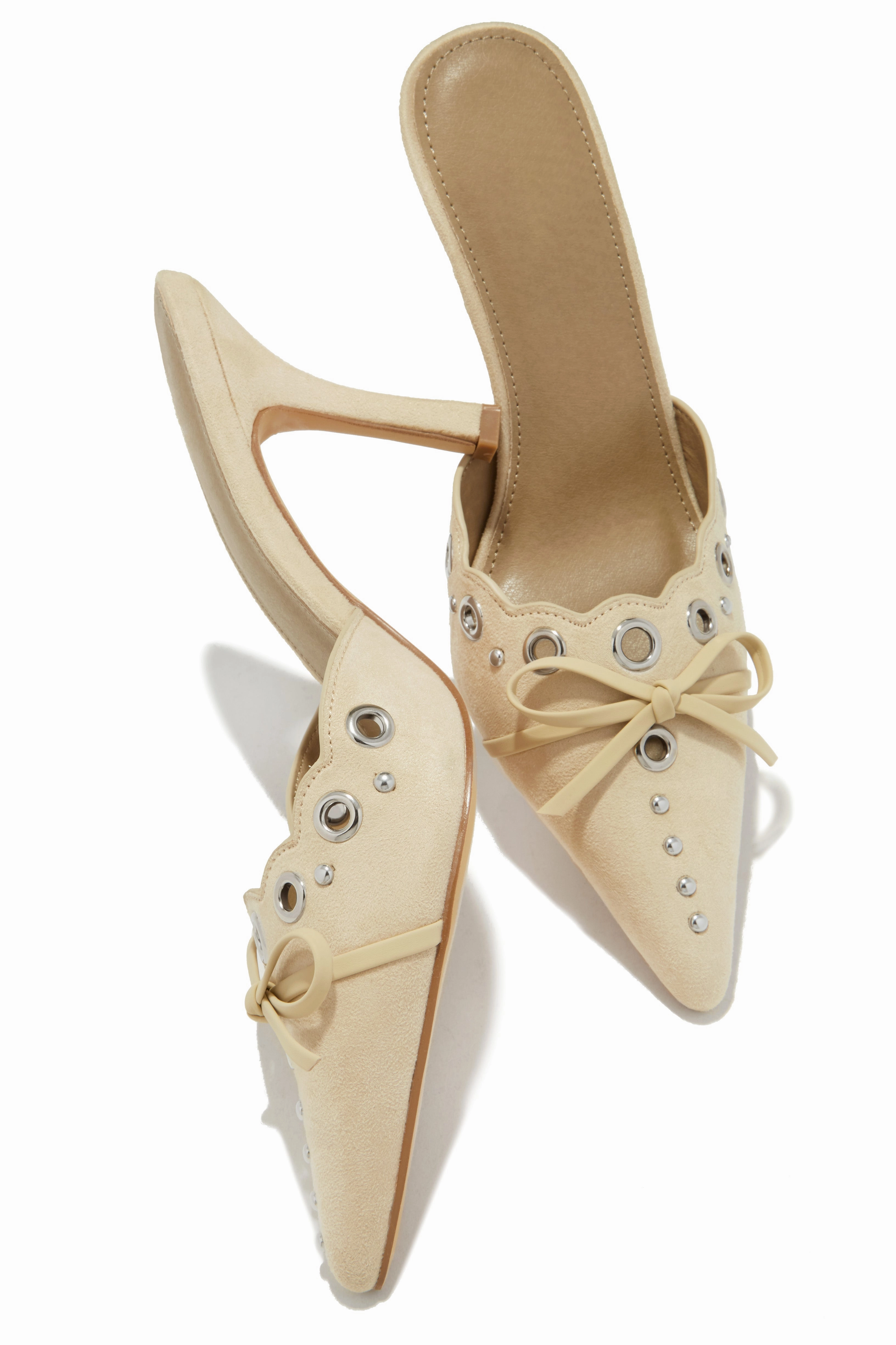 Jasmyn Mid Heel Mule Pumps - Cream