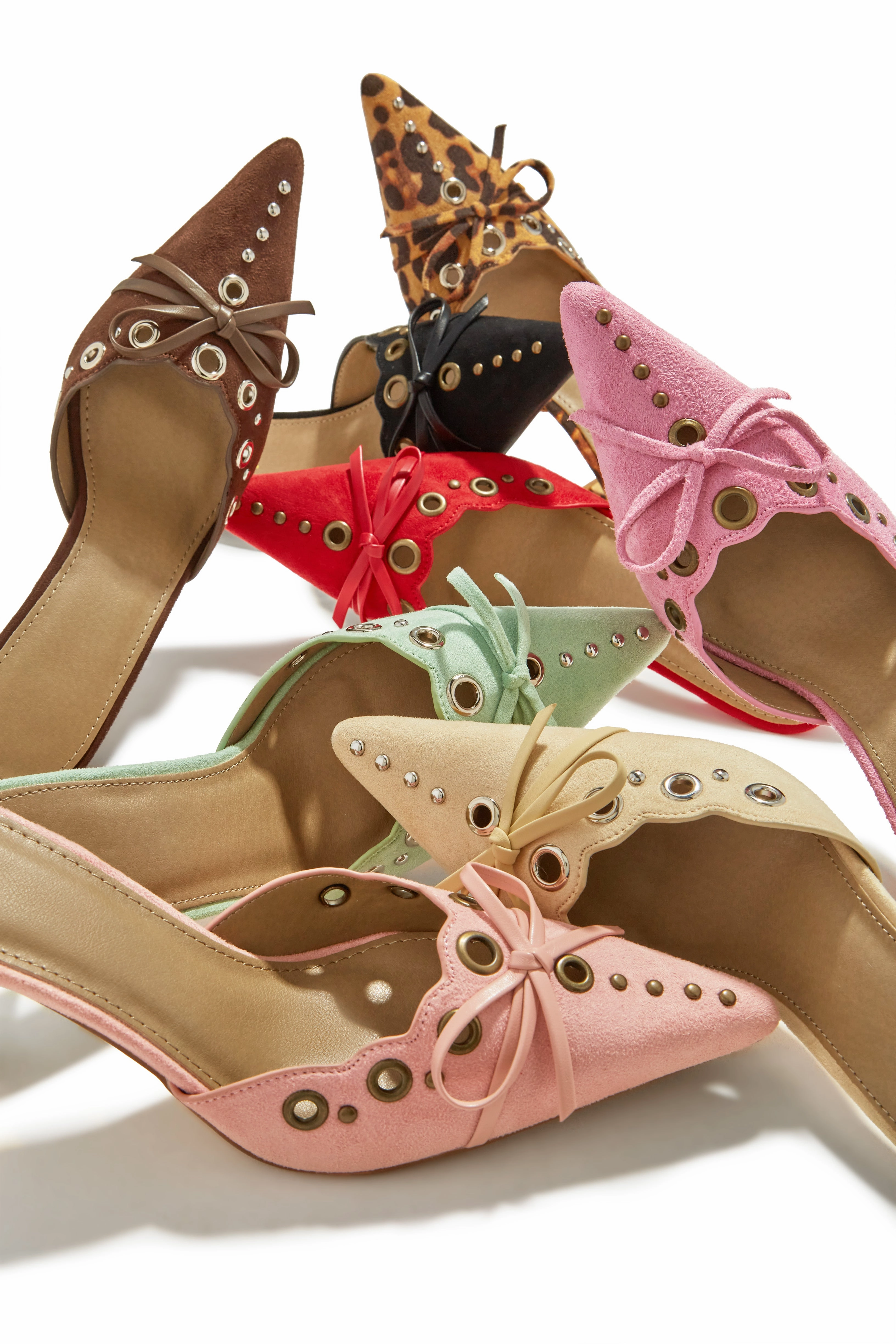 Jasmyn Mid Heel Mule Pumps - Pink