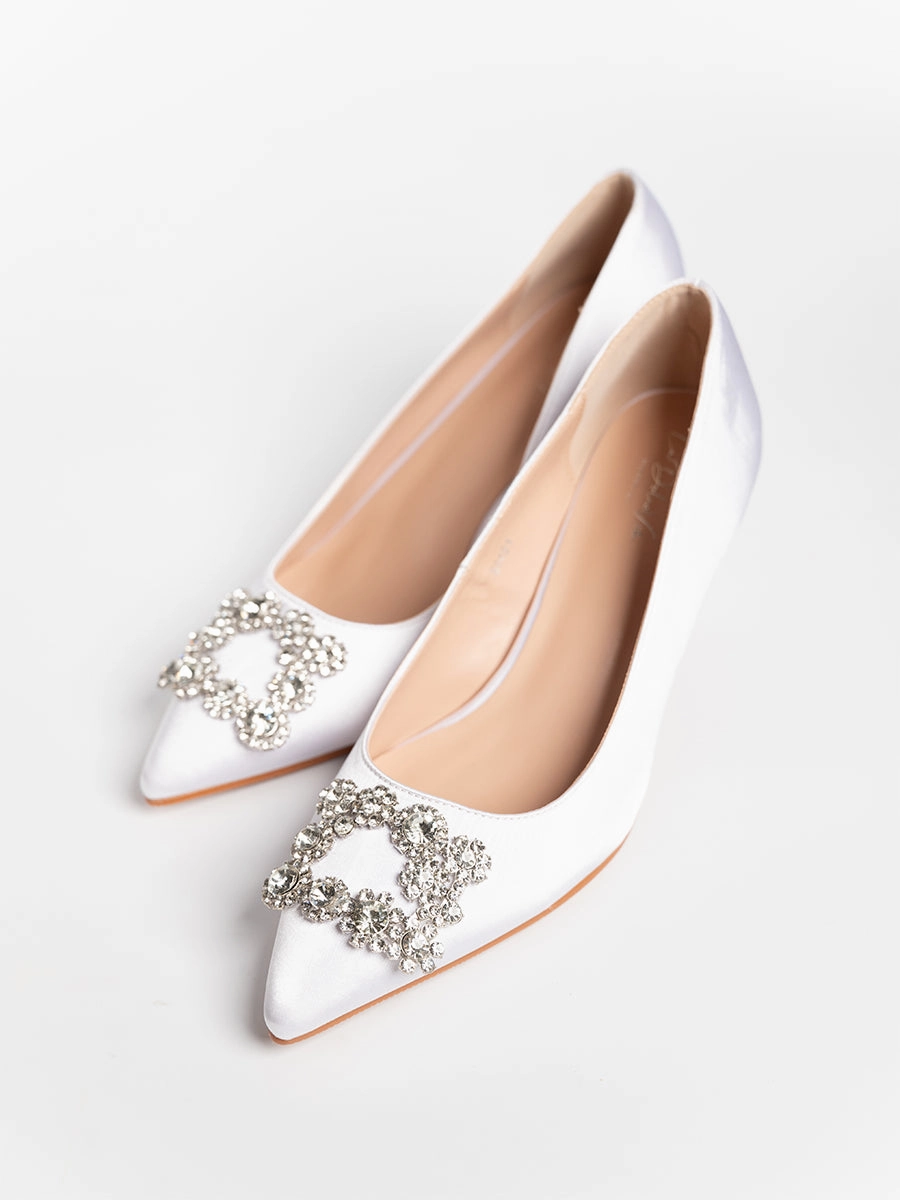 Joy Satin Rhinestone Heels