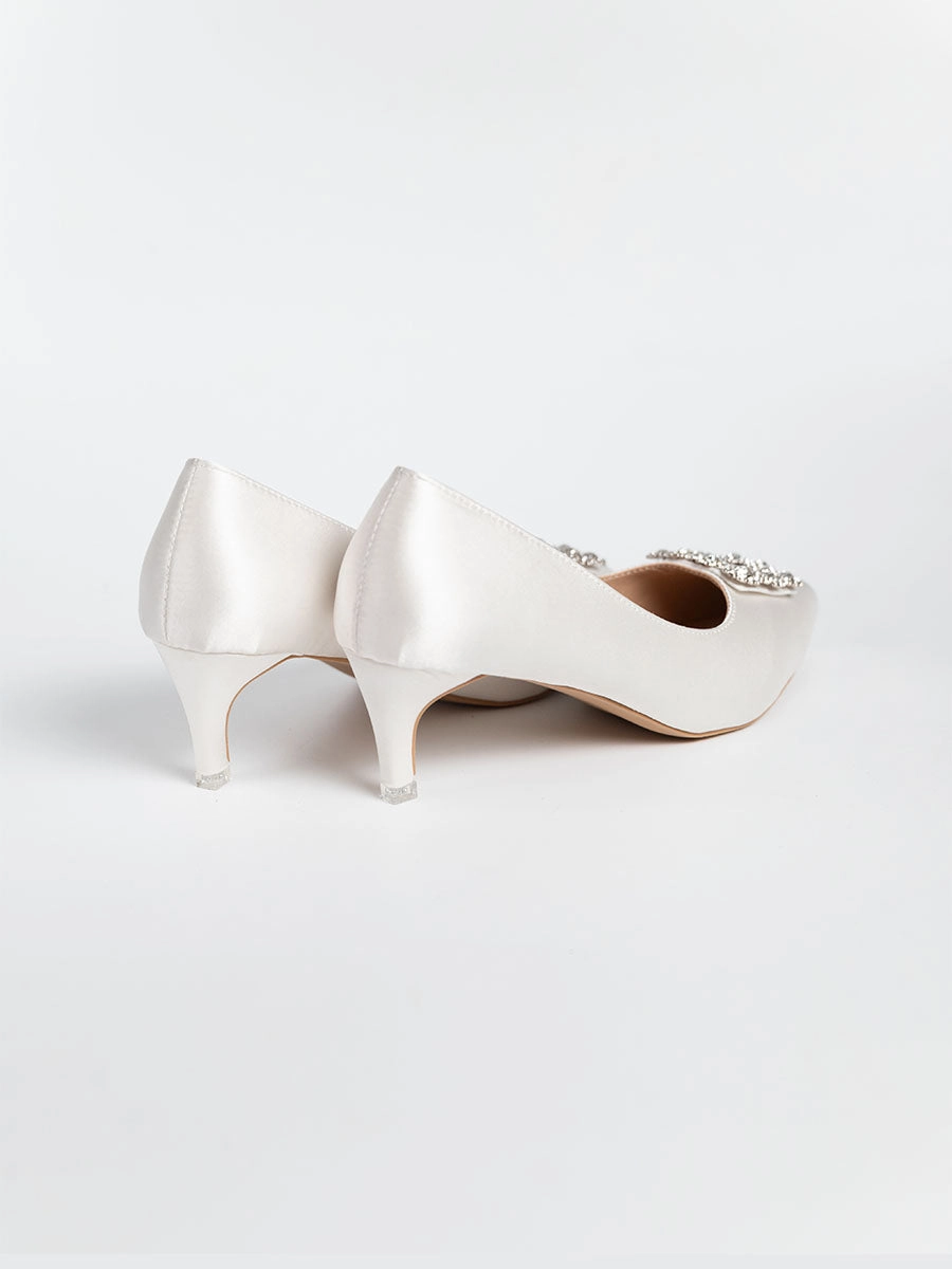 Joy Satin Rhinestone Heels