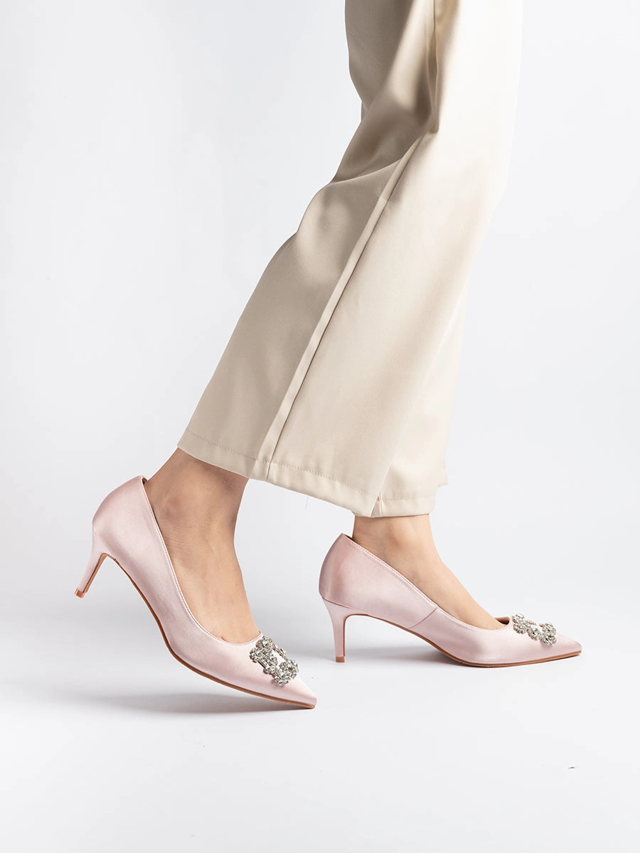 Joy Satin Rhinestone Heels