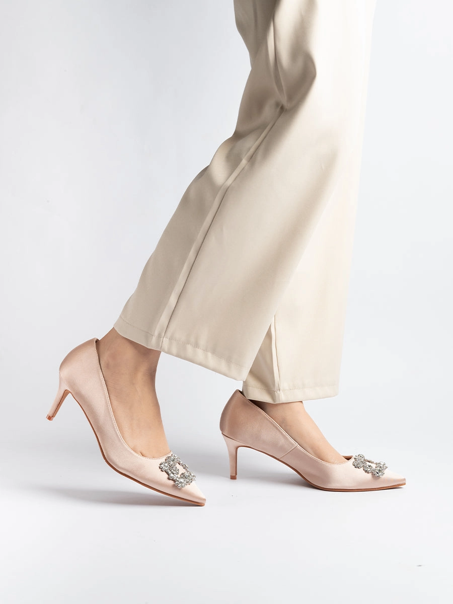 Joy Satin Rhinestone Heels