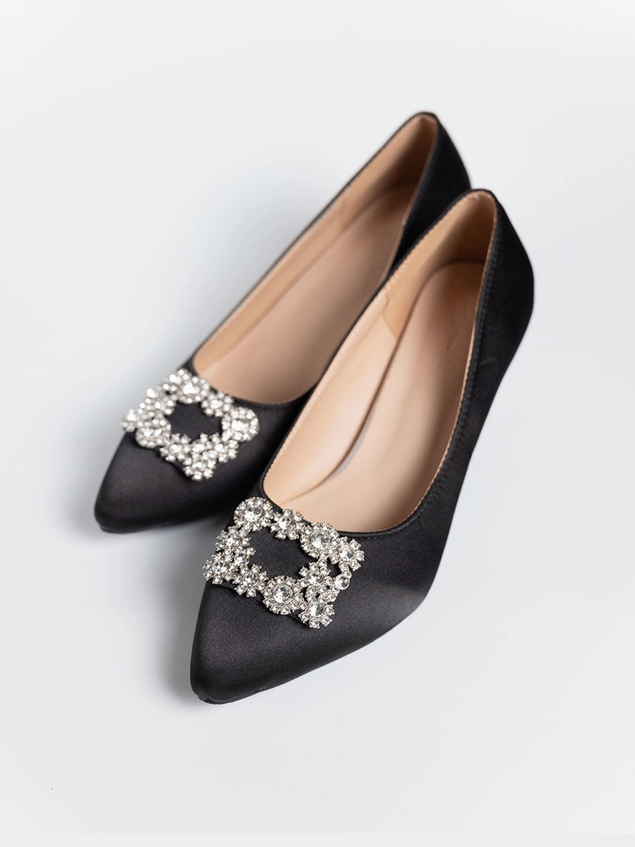 Joy Satin Rhinestone Heels