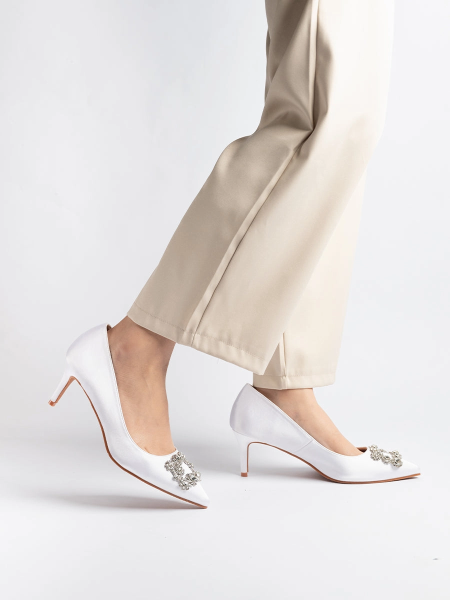 Joy Satin Rhinestone Heels