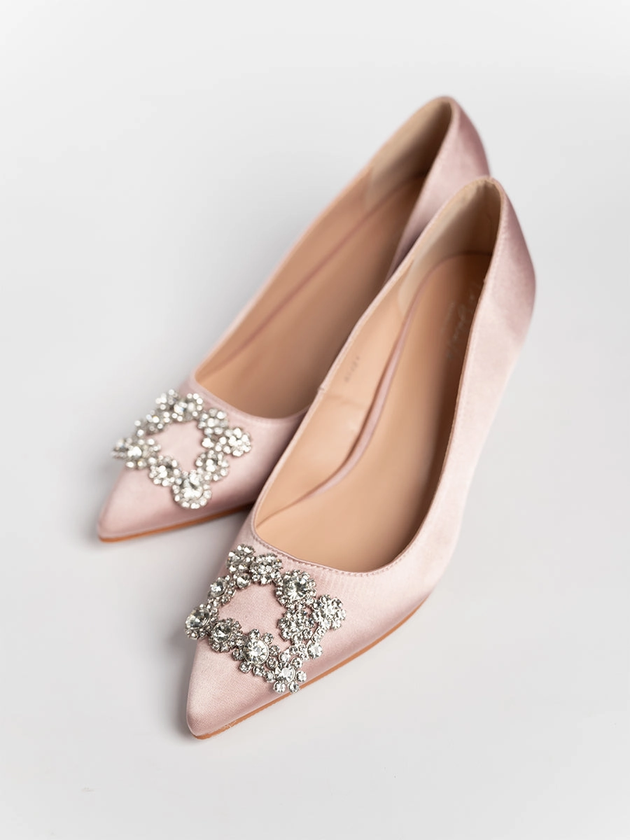 Joy Satin Rhinestone Heels