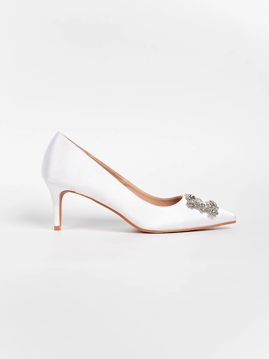Joy Satin Rhinestone Heels