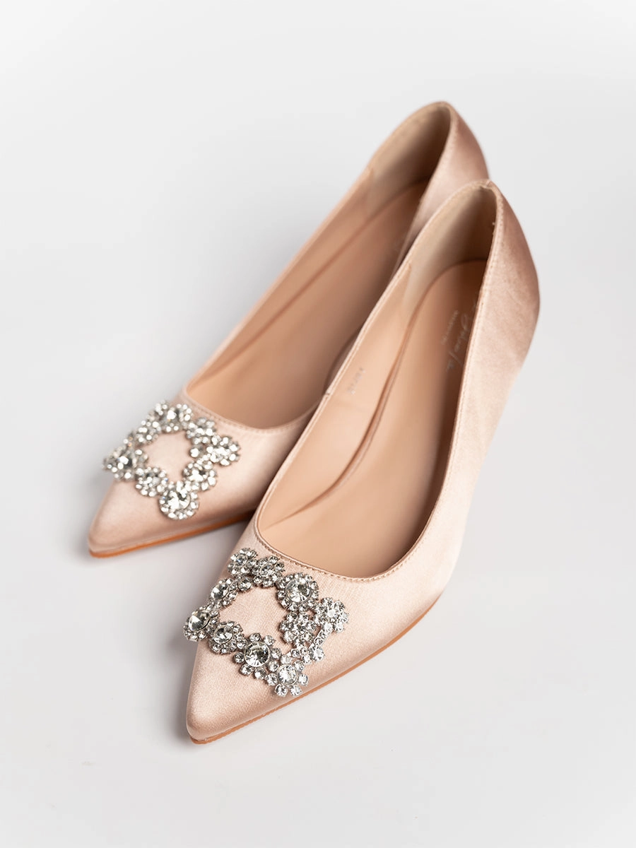 Joy Satin Rhinestone Heels