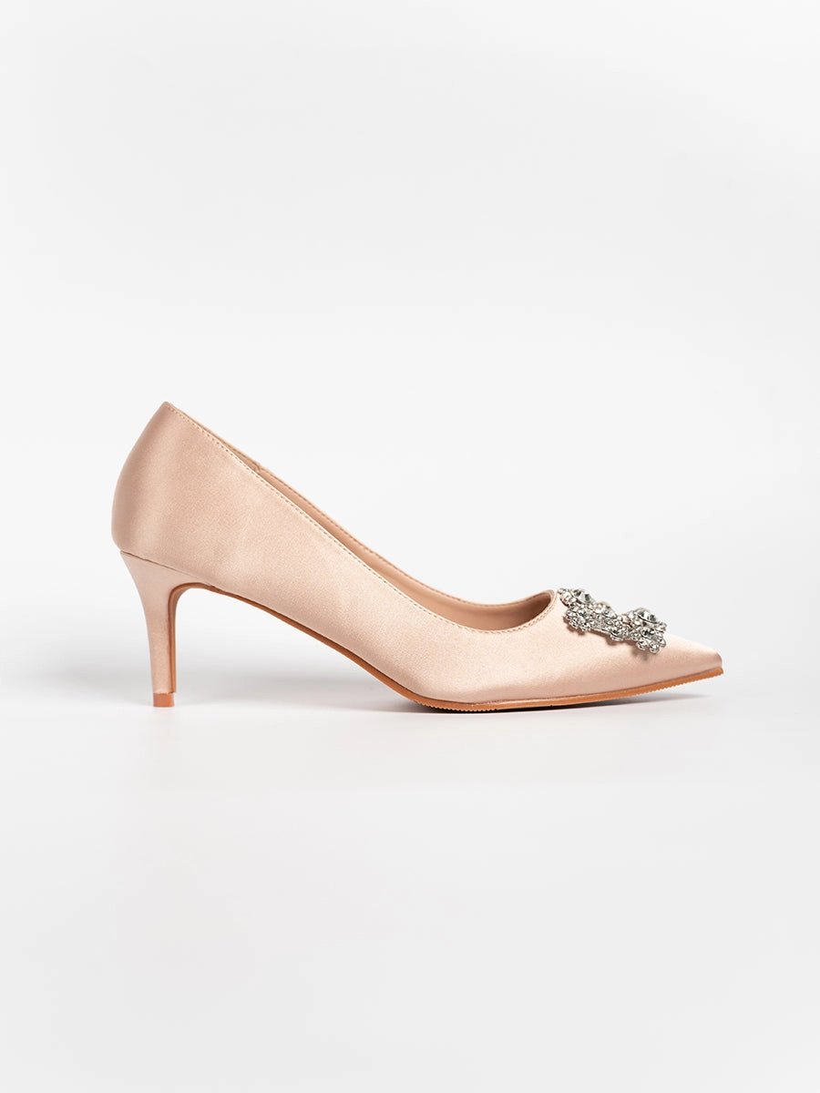 Joy Satin Rhinestone Heels