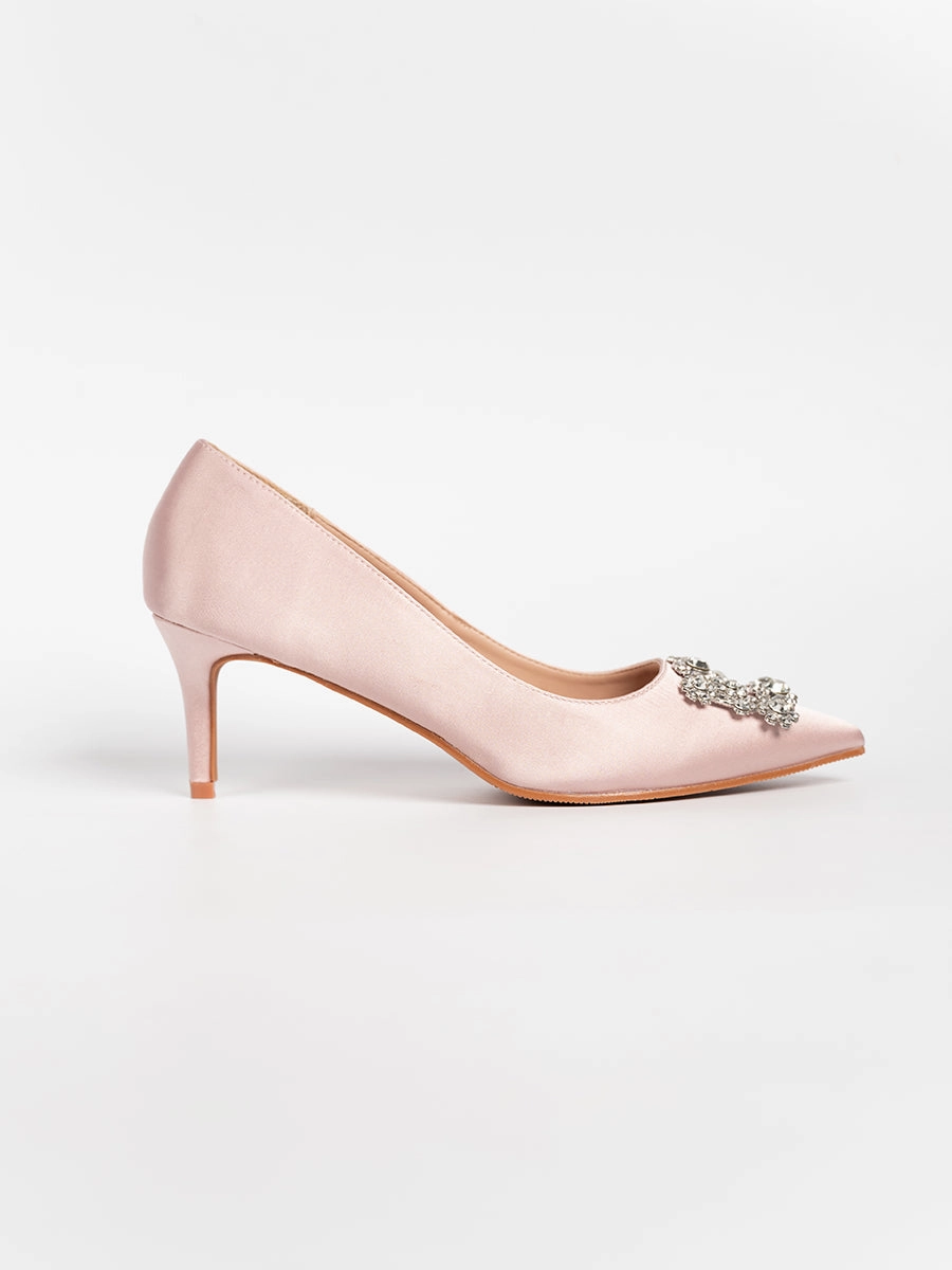 Joy Satin Rhinestone Heels