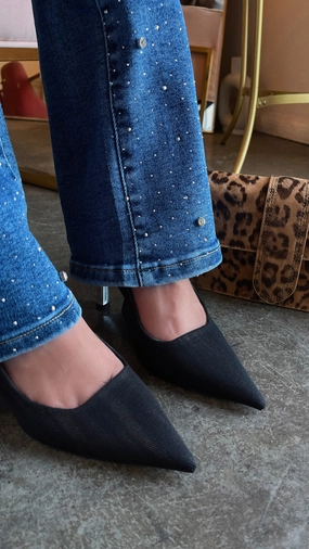 Karianna Slingback Pumps - Black Denim
