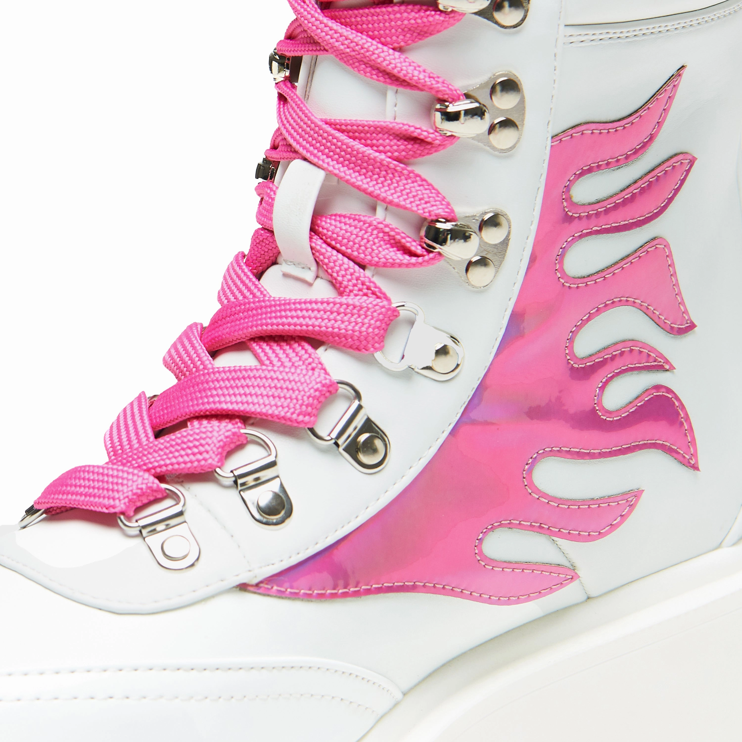 Kawaii Helios Hologram Flame Boots - Pink