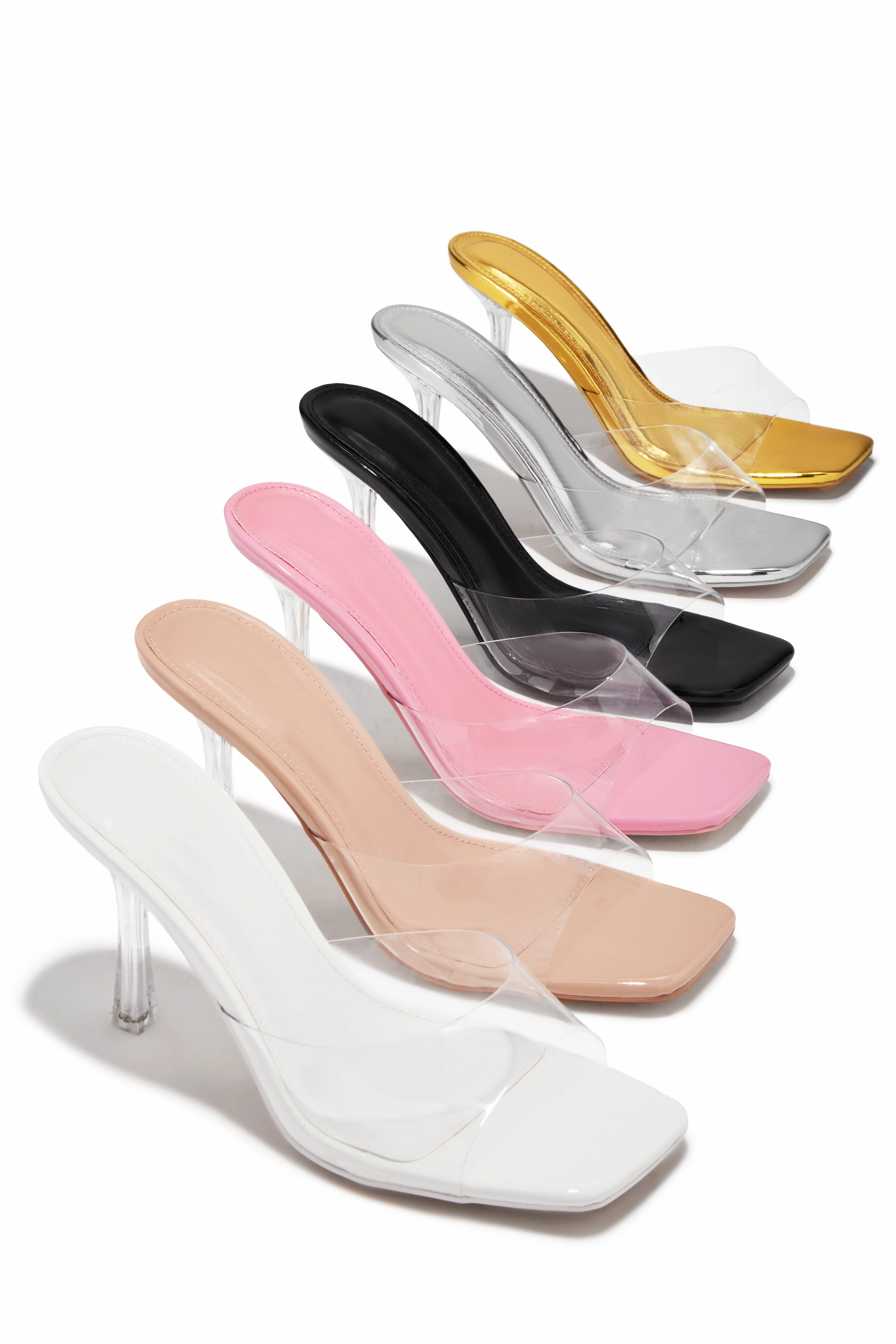 Kendal Clear Strap Mid Heel Mules - Black