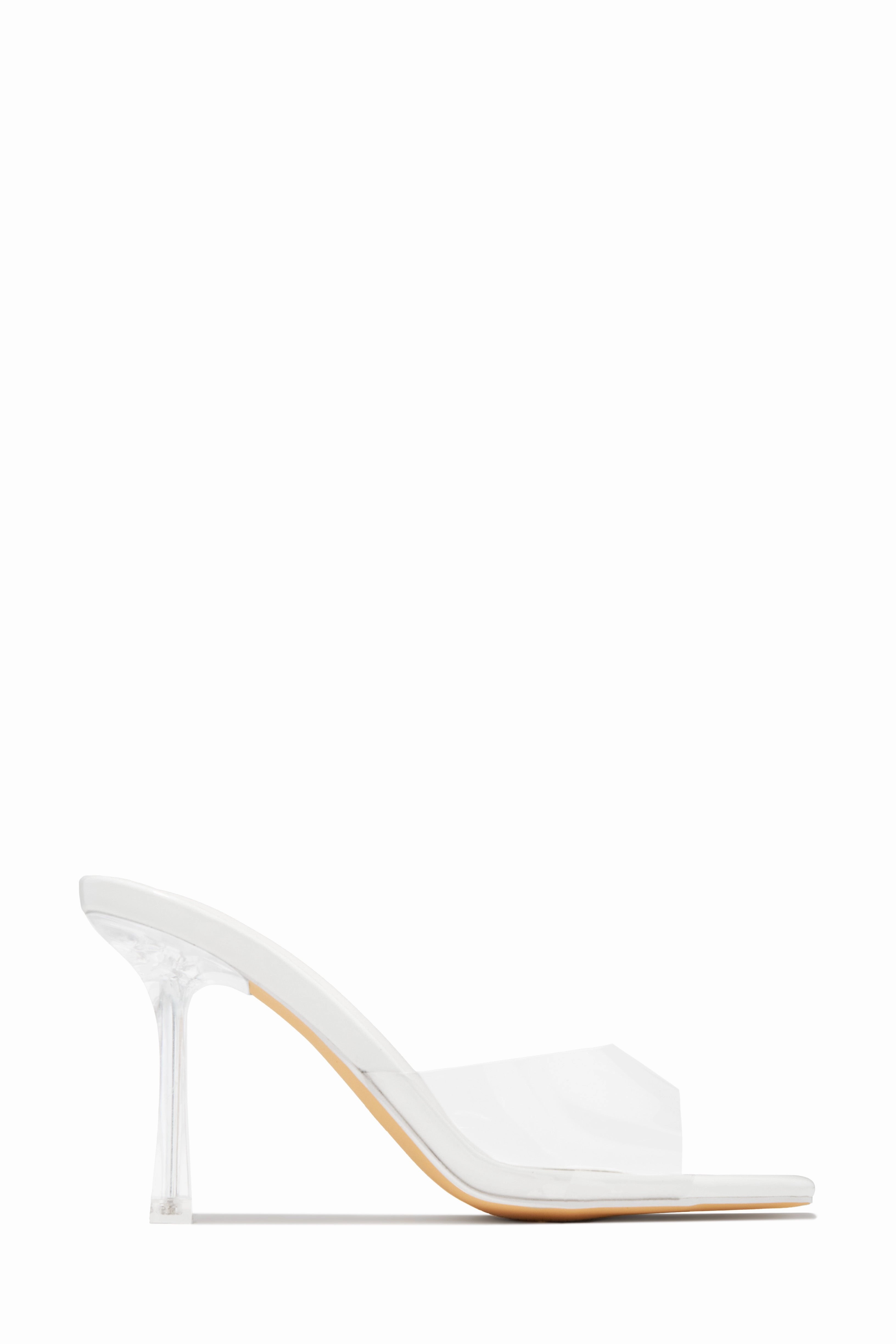 Kendal Clear Strap Mid Heel Mules - White