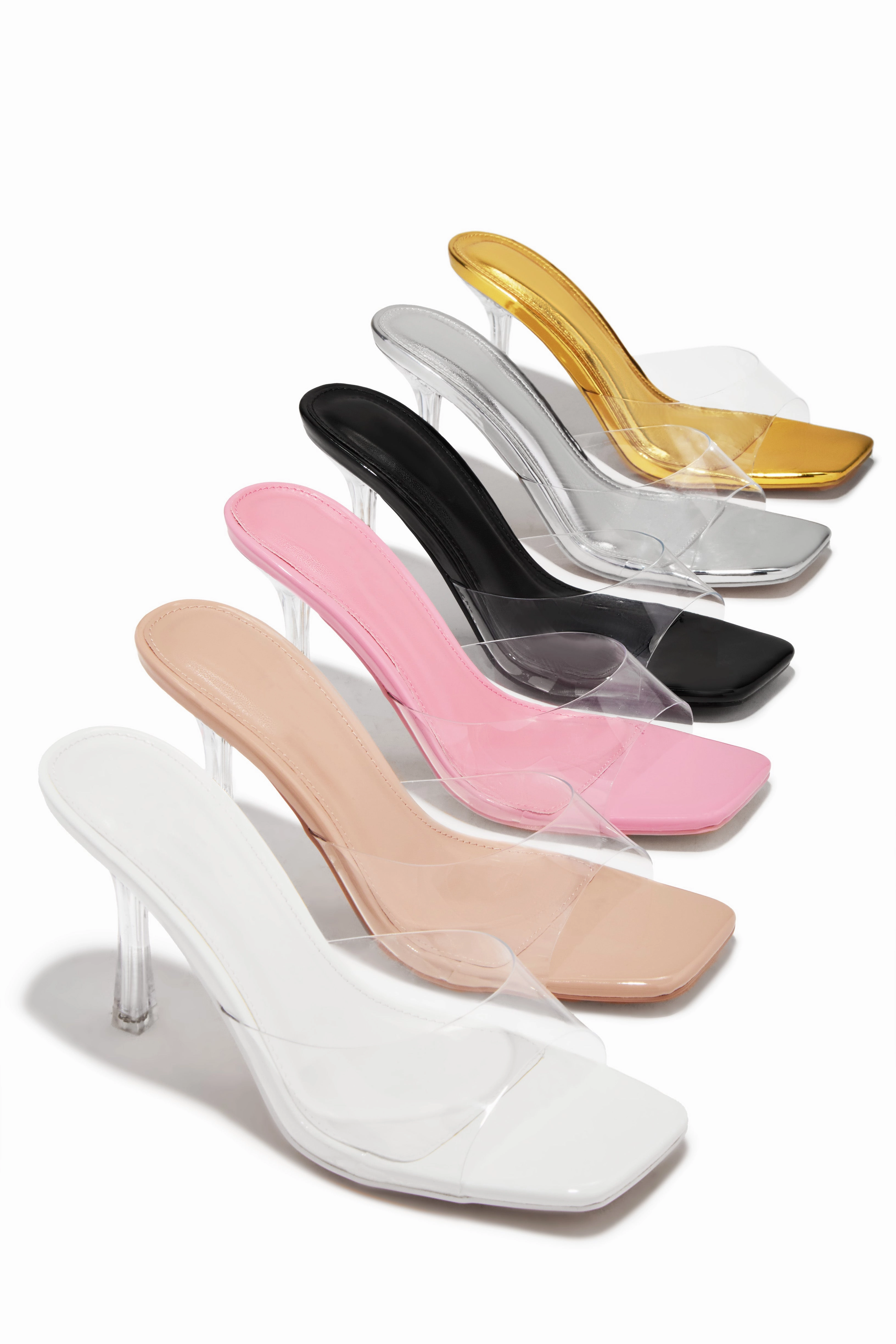 Kendal Clear Strap Mid Heel Mules - White