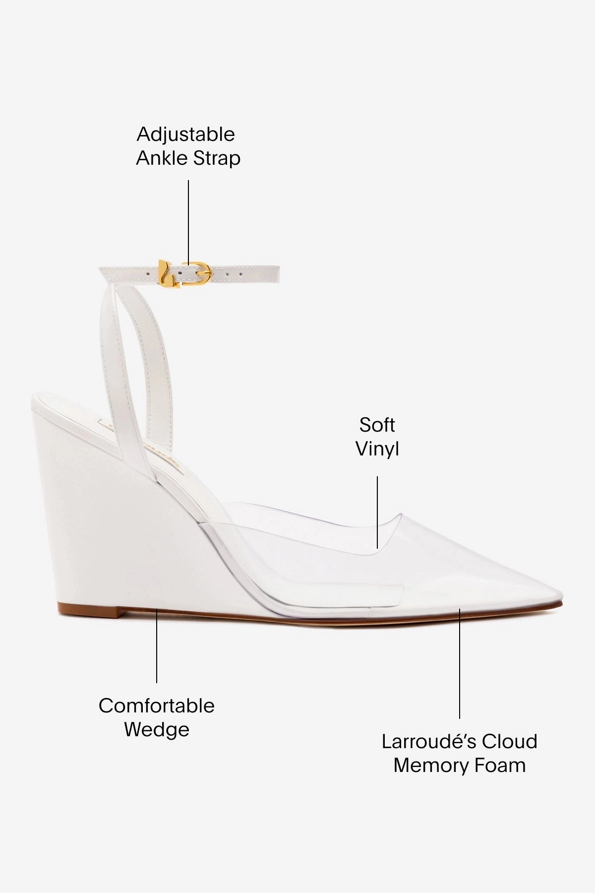 Kim Wedge Pump In White Leather and Vinyl