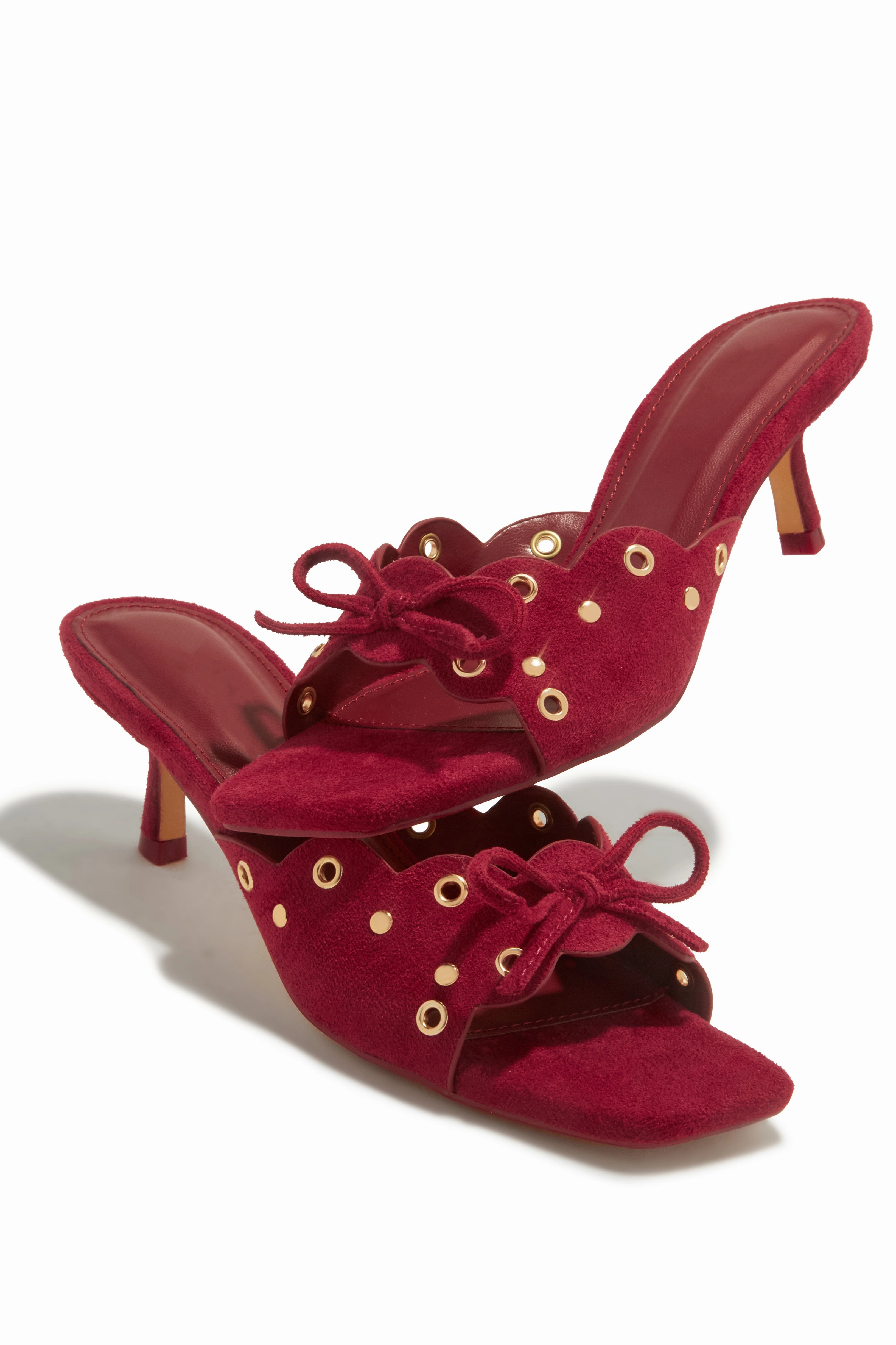 Lani Mid Heel Mules - Cherry
