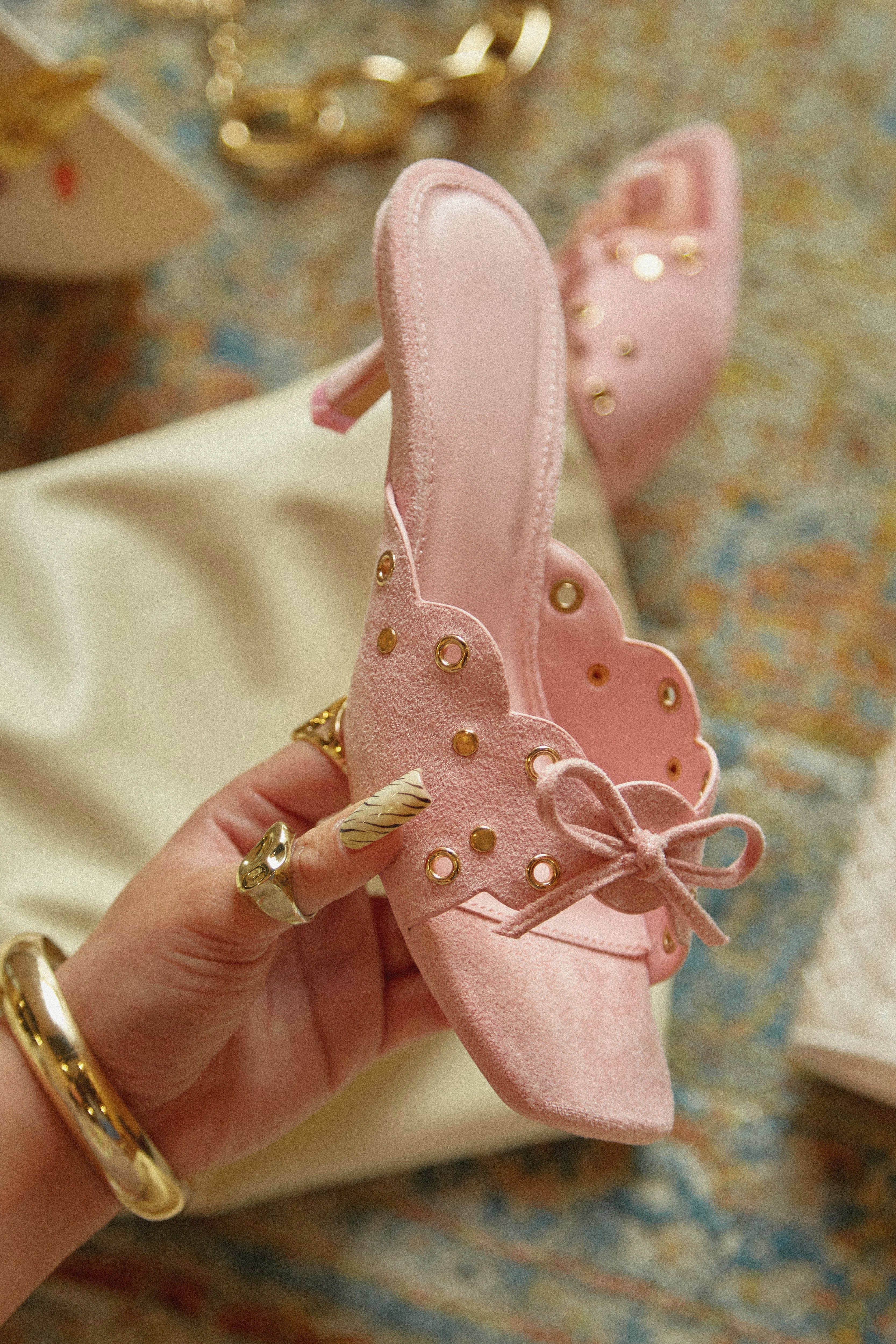 Lani Mid Heel Mules - Pink