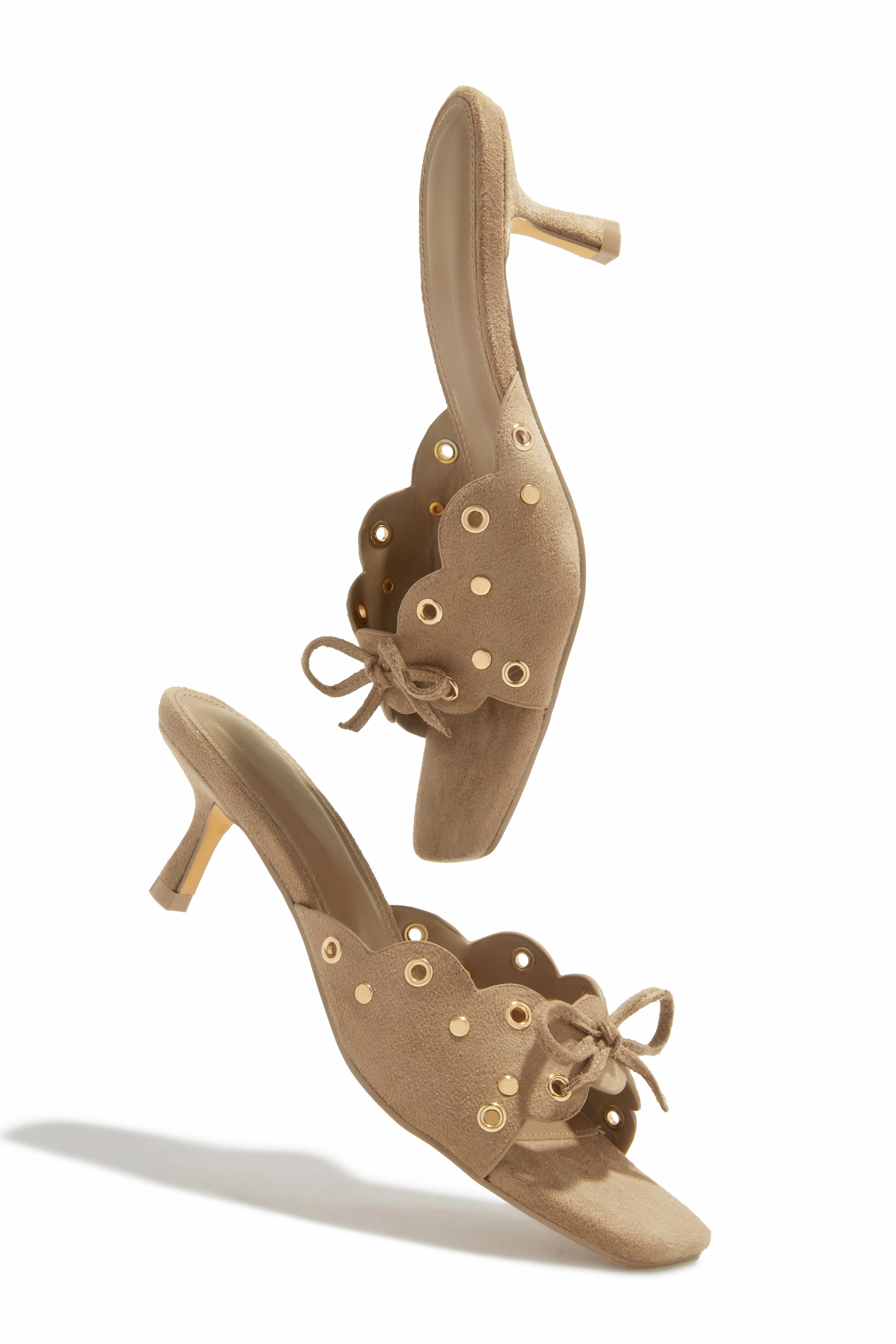 Lani Mid Heel Mules - Taupe