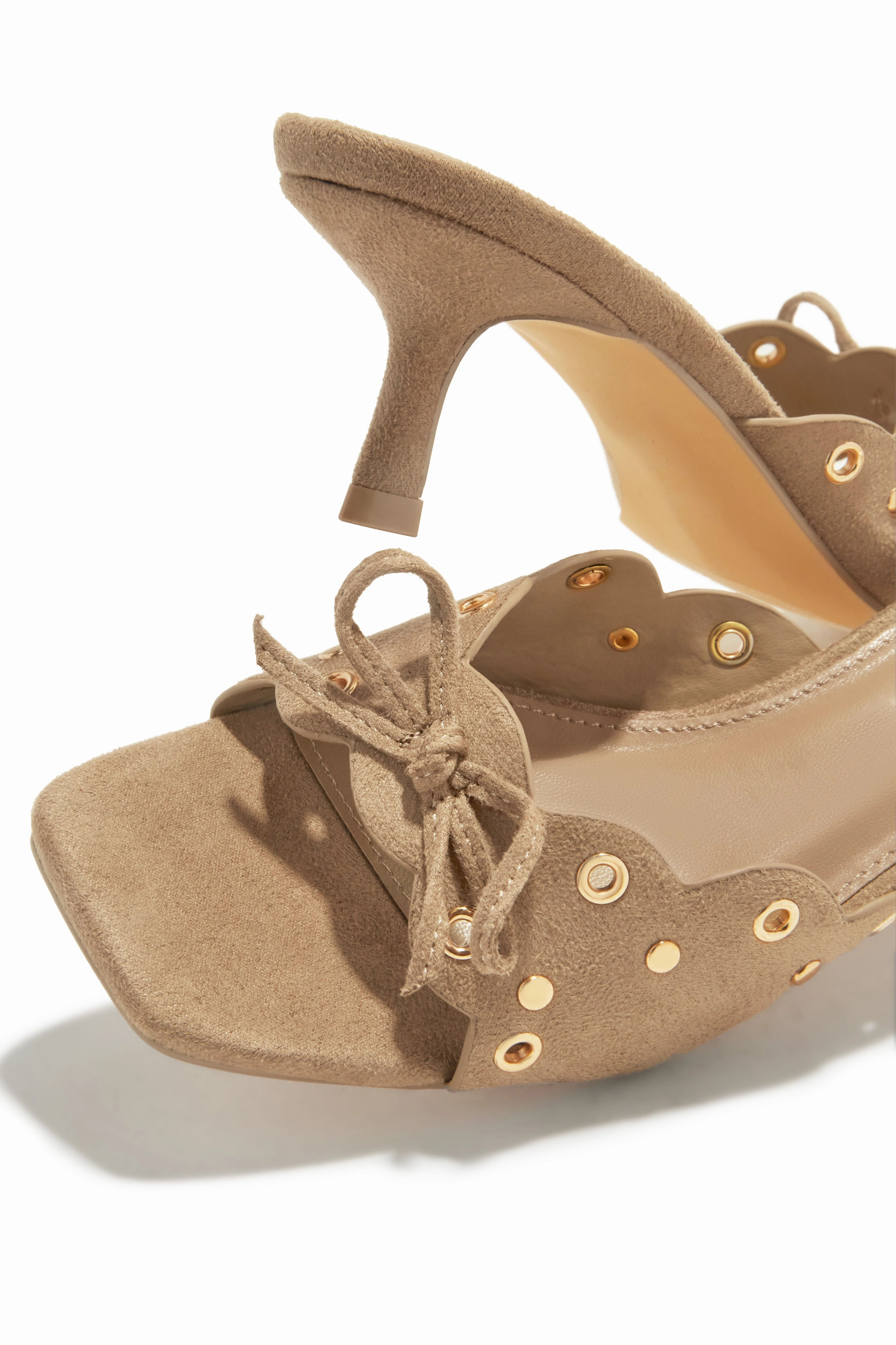 Lani Mid Heel Mules - Taupe