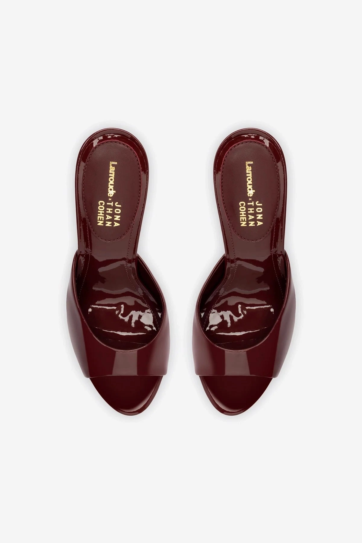 Larroudé x Jonathan Cohen Mule In Burgundy Patent Leather
