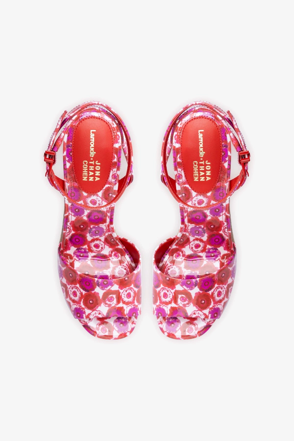 Larroudé x Jonathan Cohen Yves Wedge In Red Abstract Printed Patent Leather
