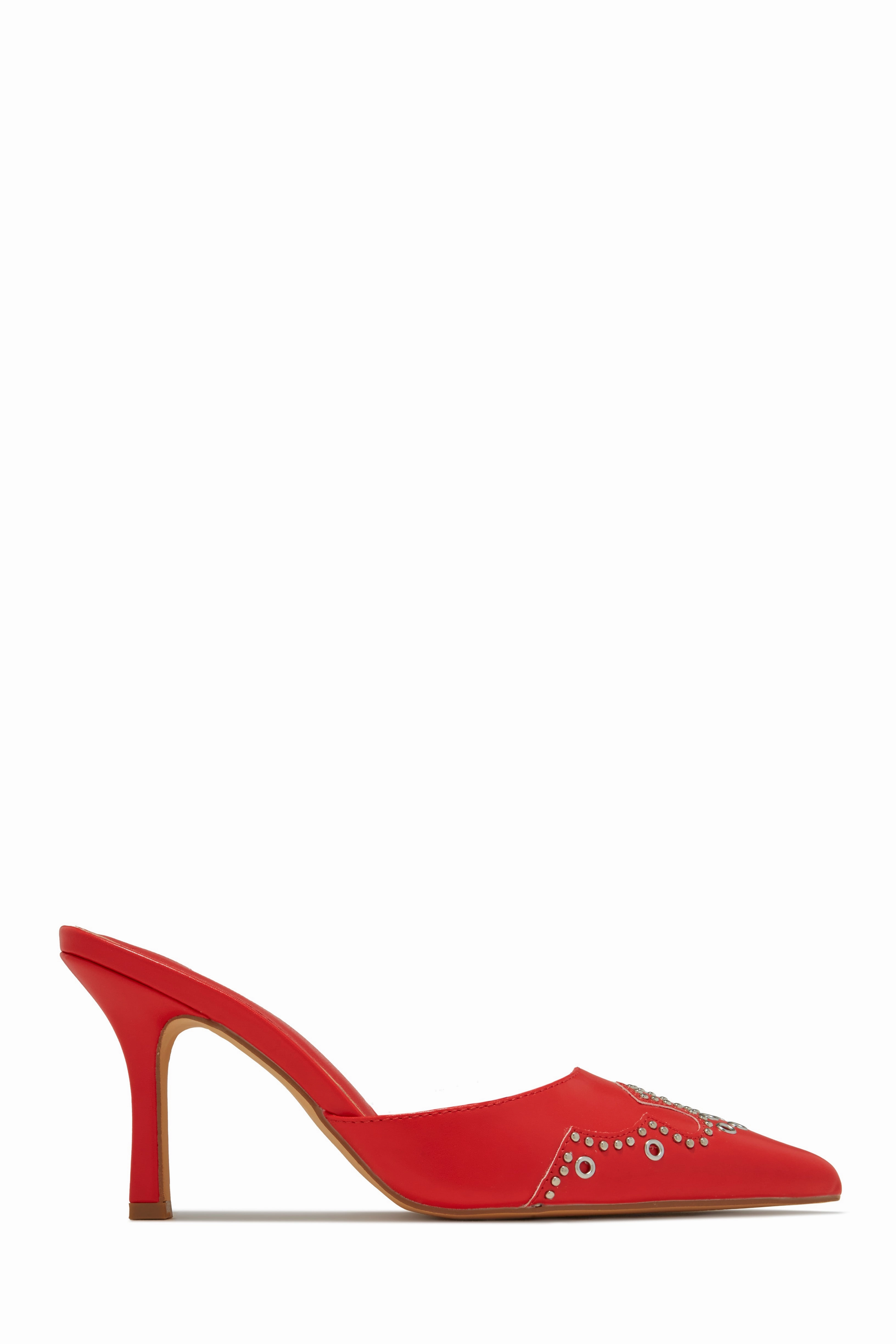 Lauryn Pump Heel Mules - Red
