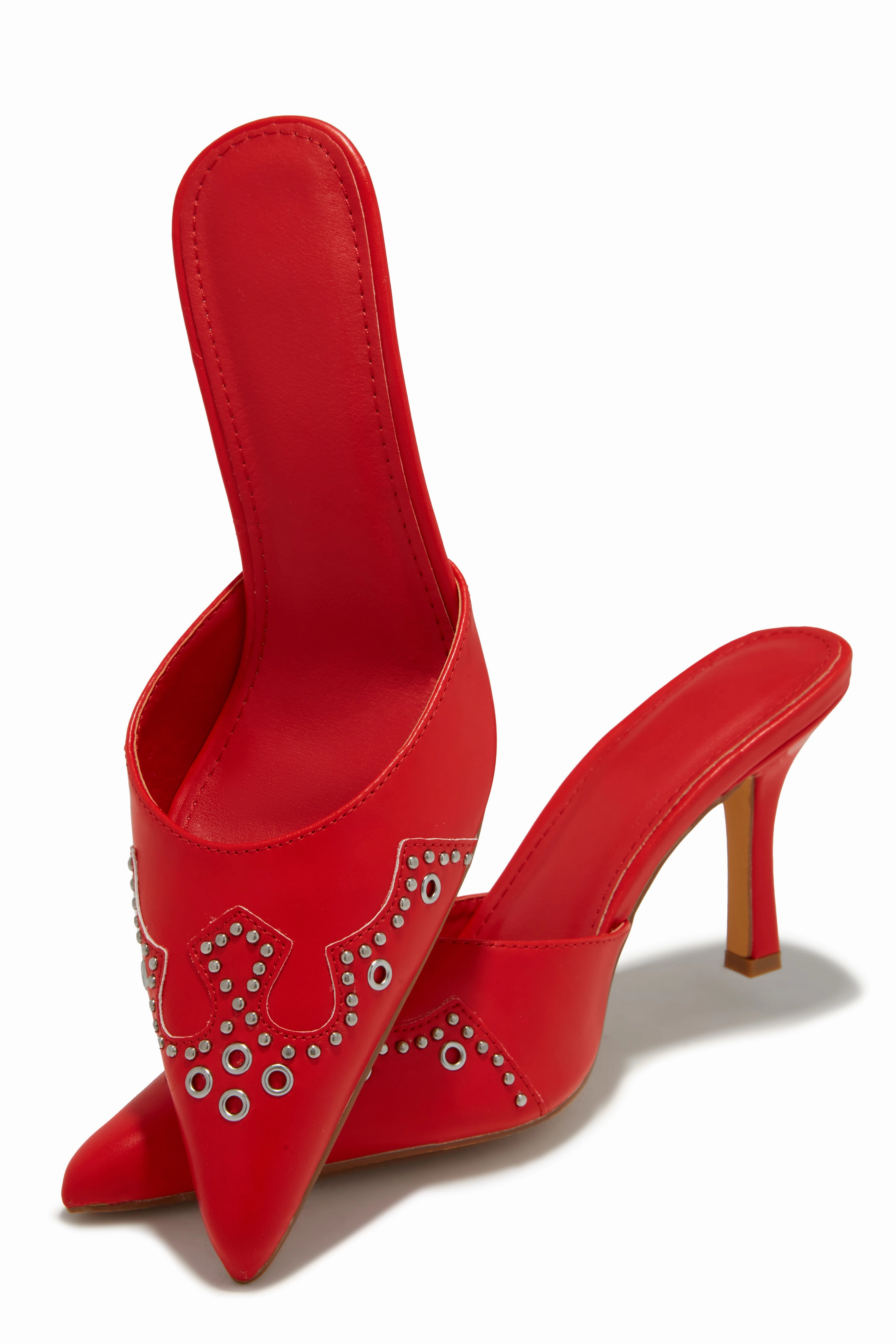 Lauryn Pump Heel Mules - Red