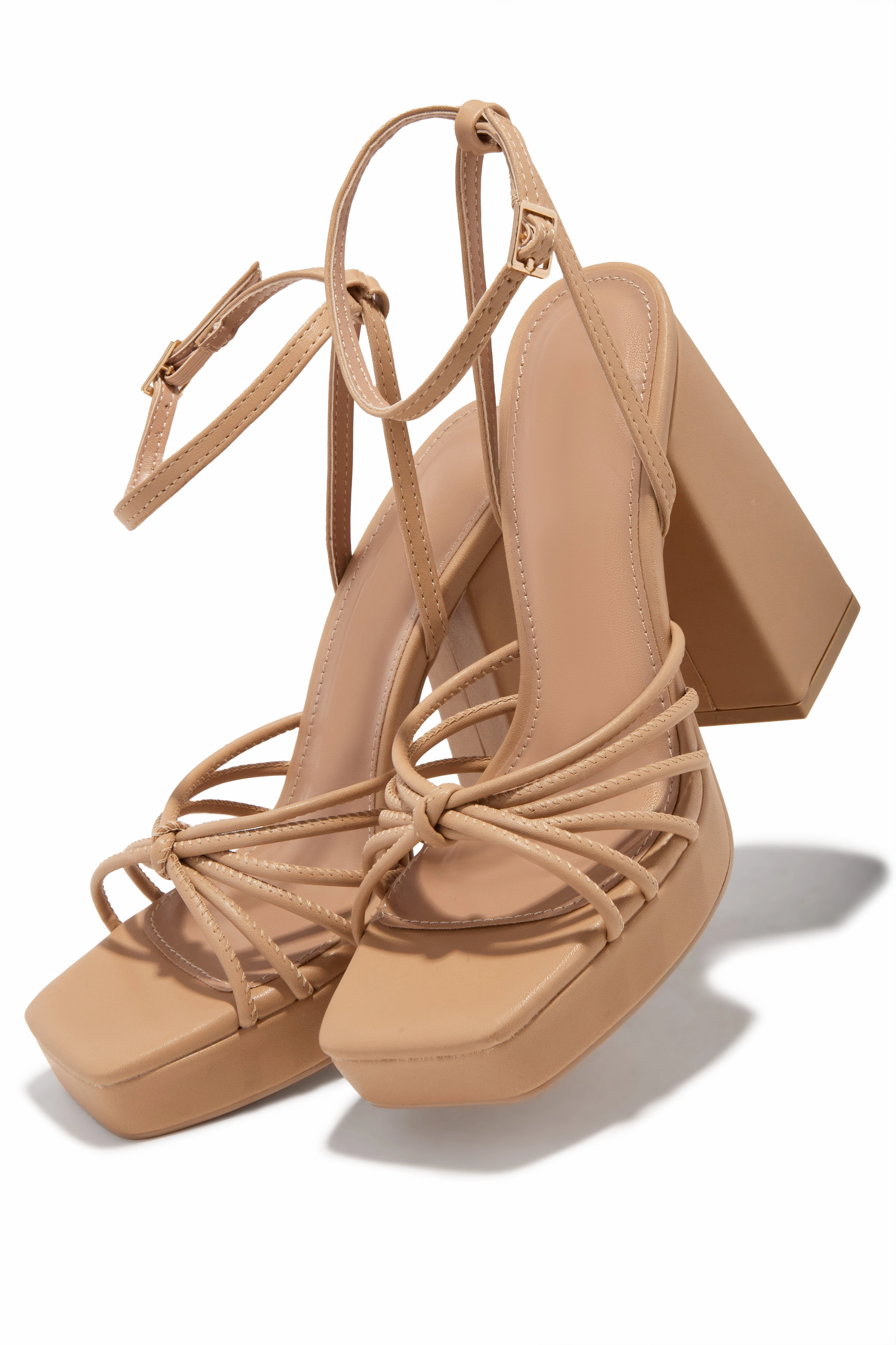 Lelia Platform Block Heels - Nude