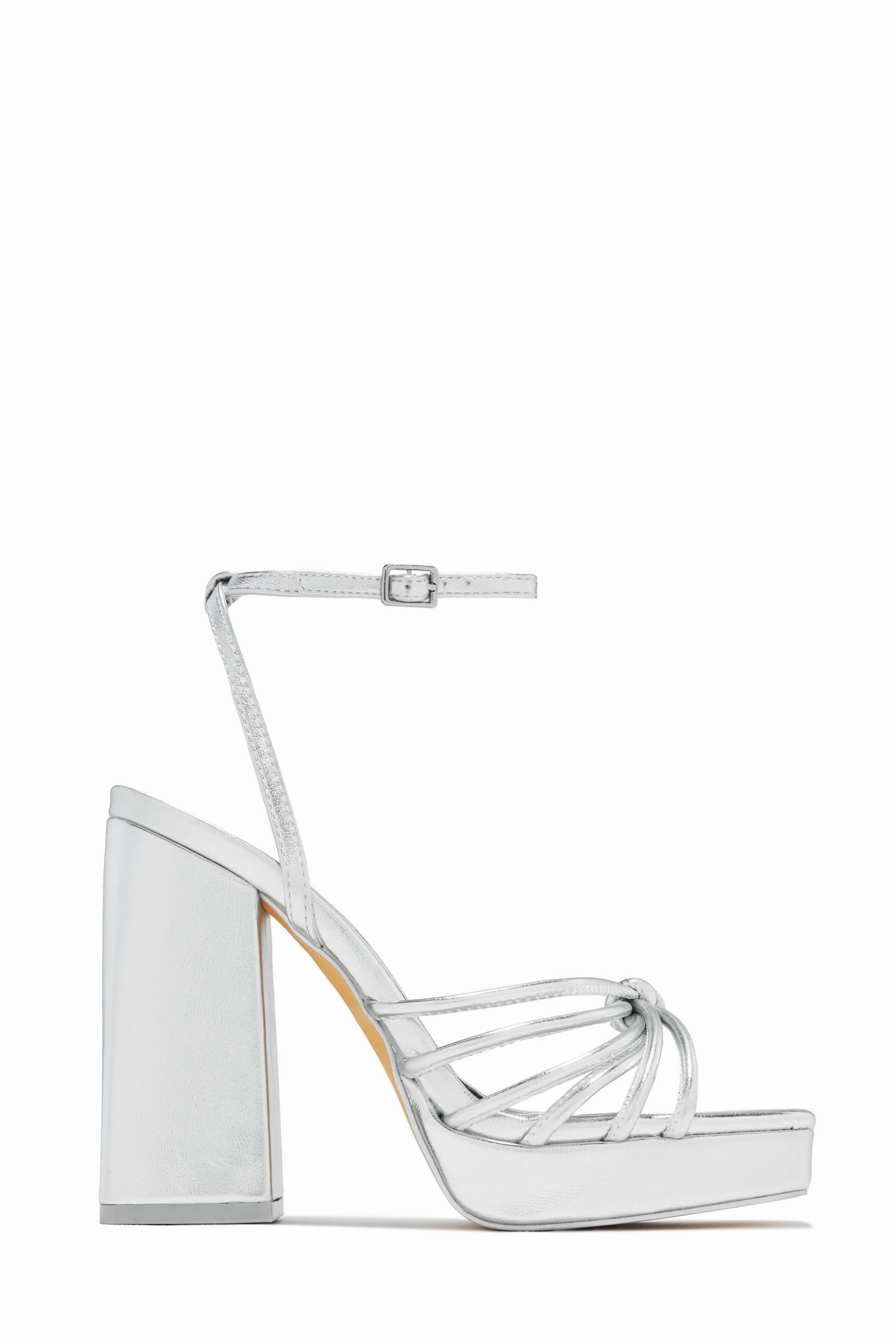 Lelia Platform Block Heels - Silver