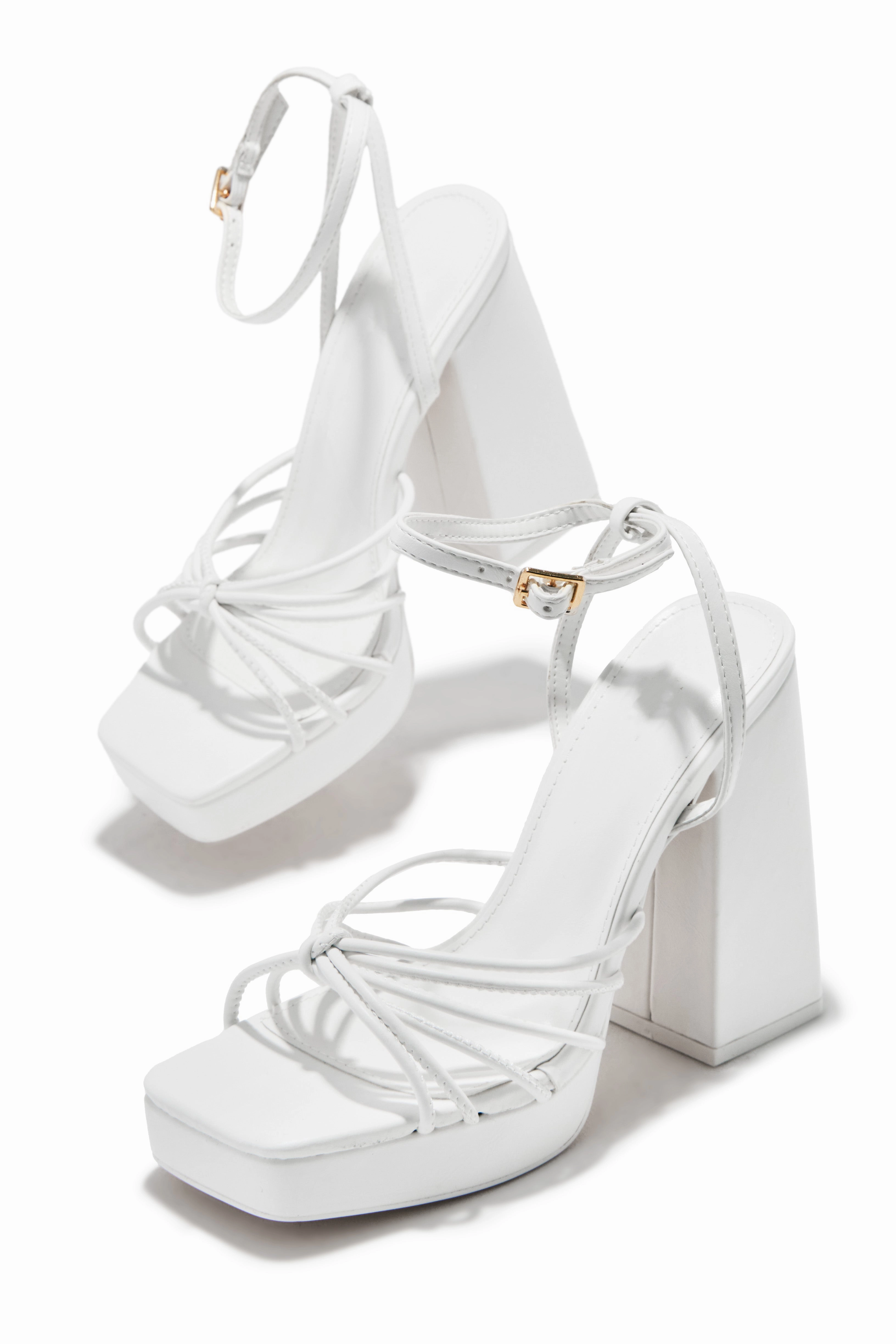 Lelia Platform Block Heels - White
