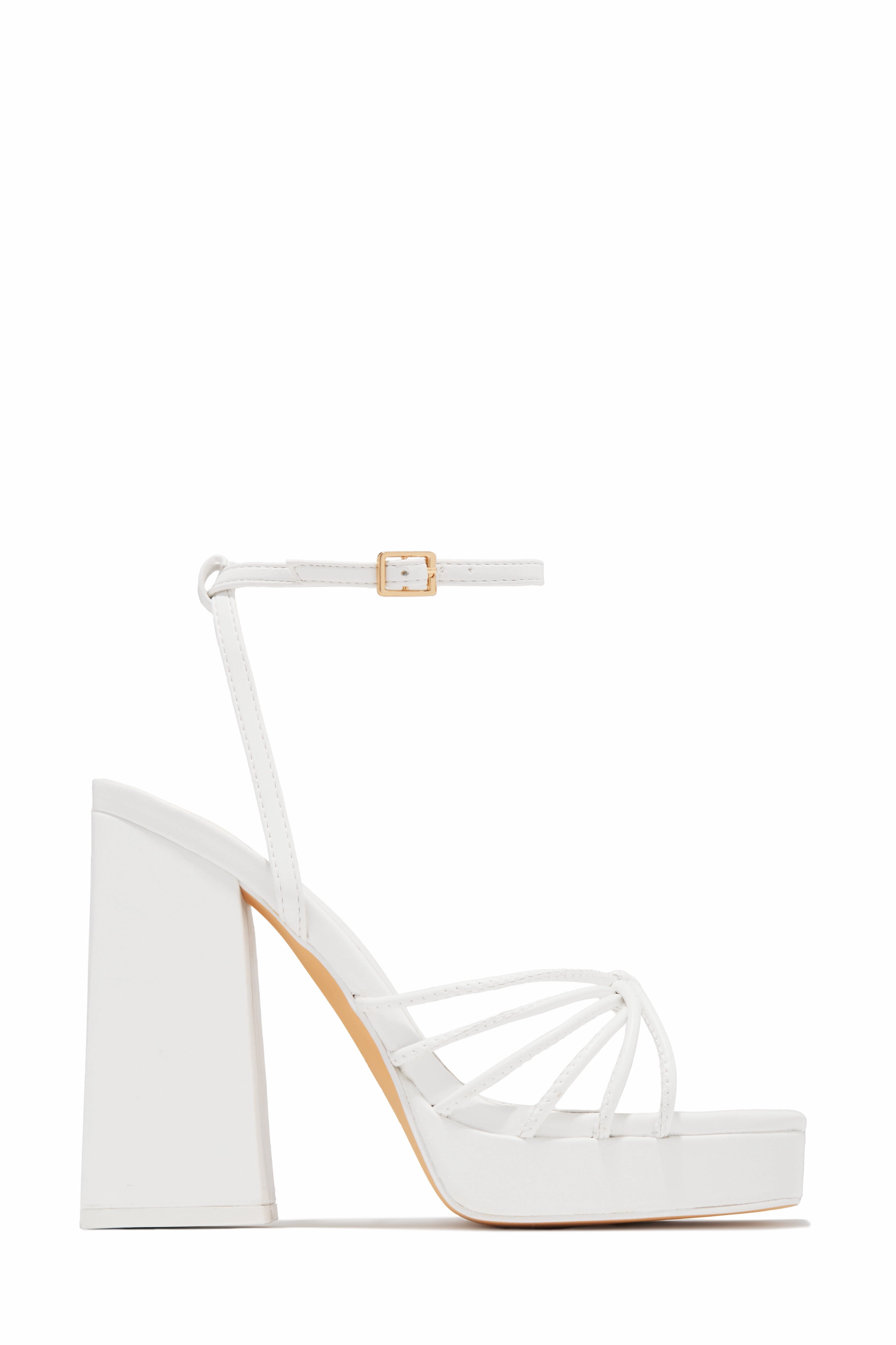 Lelia Platform Block Heels - White