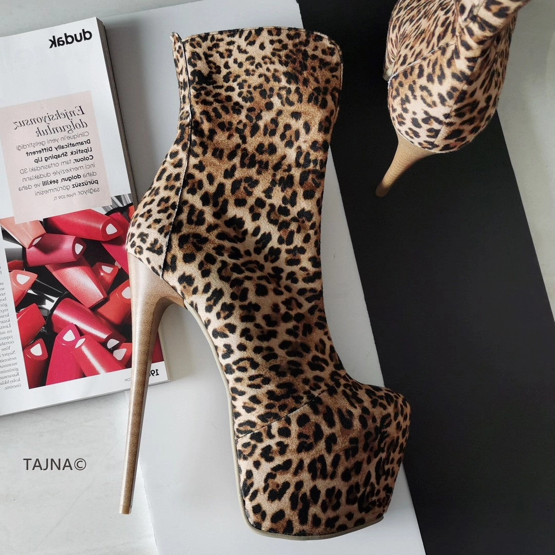Leopard High Heel Platform Boots