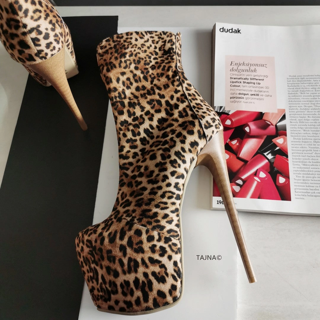 Leopard High Heel Platform Boots